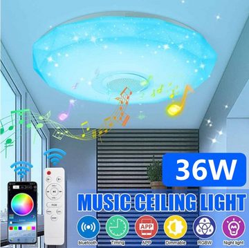 XDOVET Deckenleuchten LED Deckenleuchte,36W Warmweiß Dimmfunktion LED RGB + bluetooth, APP Musik Lautsprecher + Fernbedienung Schlafzimmer Lampe
