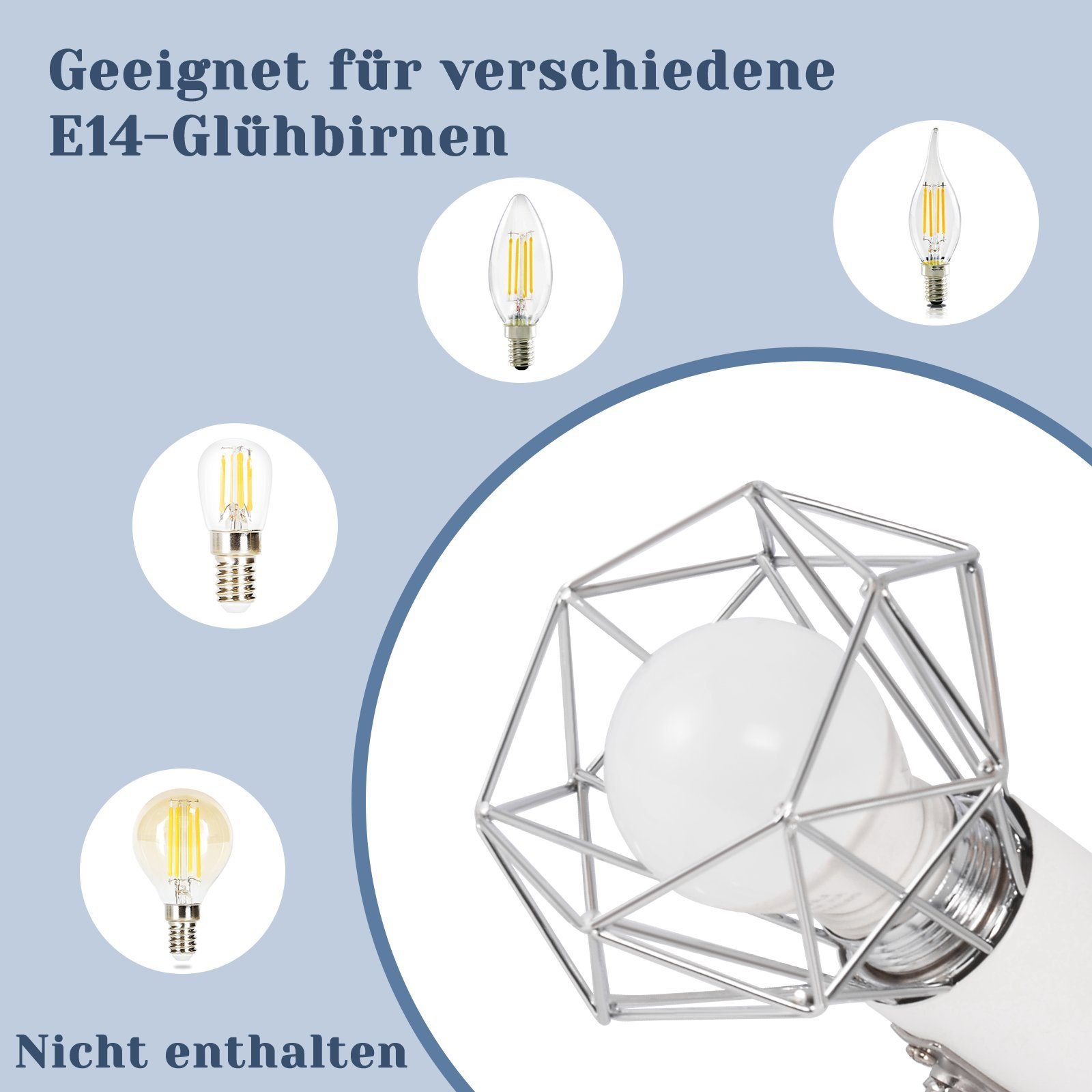 ZMH LED Deckenleuchte Deckenstrahler Weiß integriert, E14 3 Schwenkbar, fest Retro Rund Industrial LED Flammig Design, Schwenkbar, Einzigartige