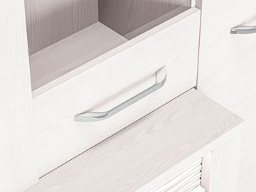 Feldmann-Wohnen Wohnzimmer-Set Clermont, (Set, 2-tlg., Wohnzimmer-Set besteht aus: - 1 Wohnwand - 1 Kommode), dekorative geriffelte MDF-Absetzungen, LED-Hintergrundbeleuchtung, Breite 365 cm