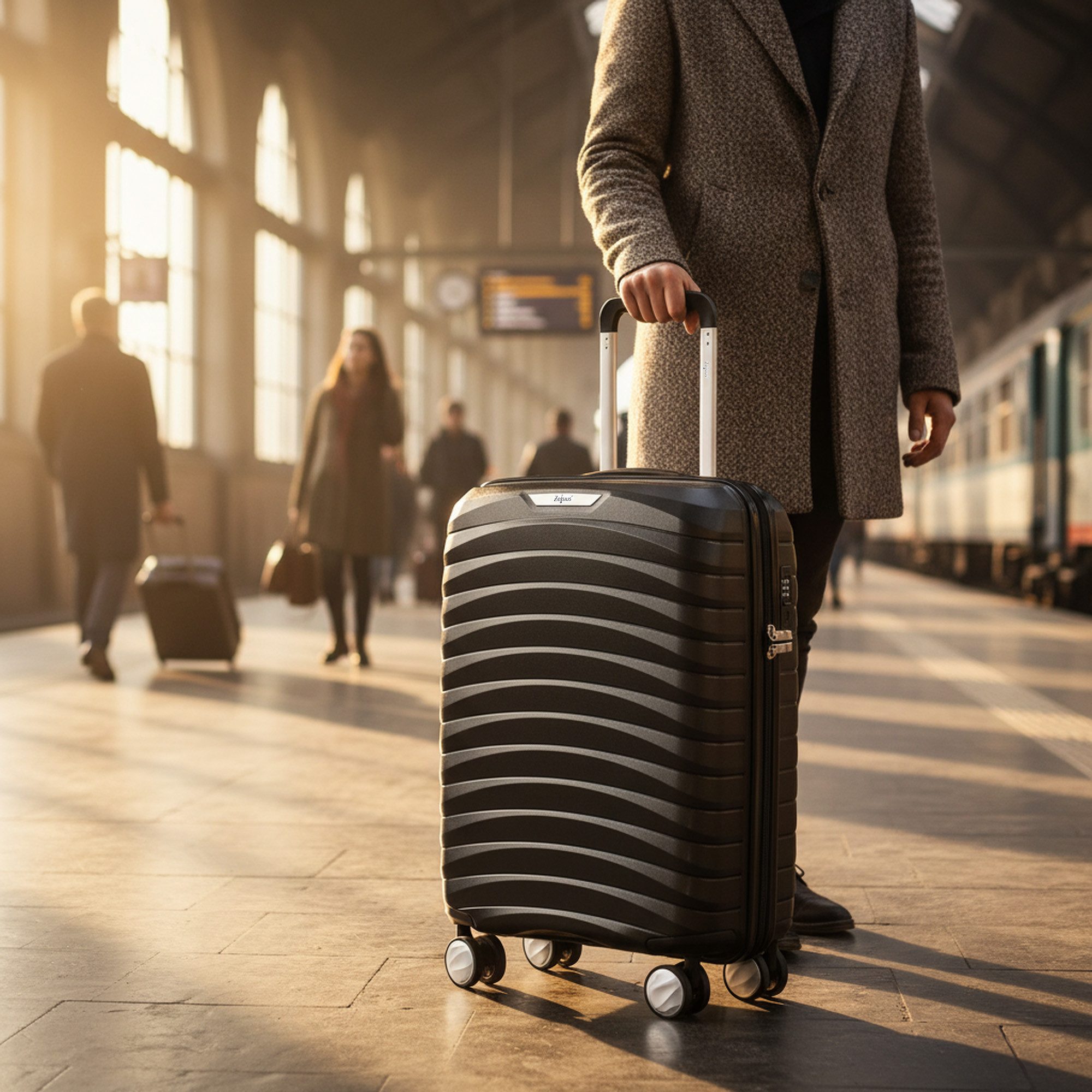 Zelsius Kofferset 4 Stück, Schwarz, Hartschalenkoffer mit TSA Zahlenschloss, Trennwand, 4 Rollen, (Set, 1 tlg., 4 teiliges Kofferset), 3-Ziffern-TSA-Kombinationsschloss