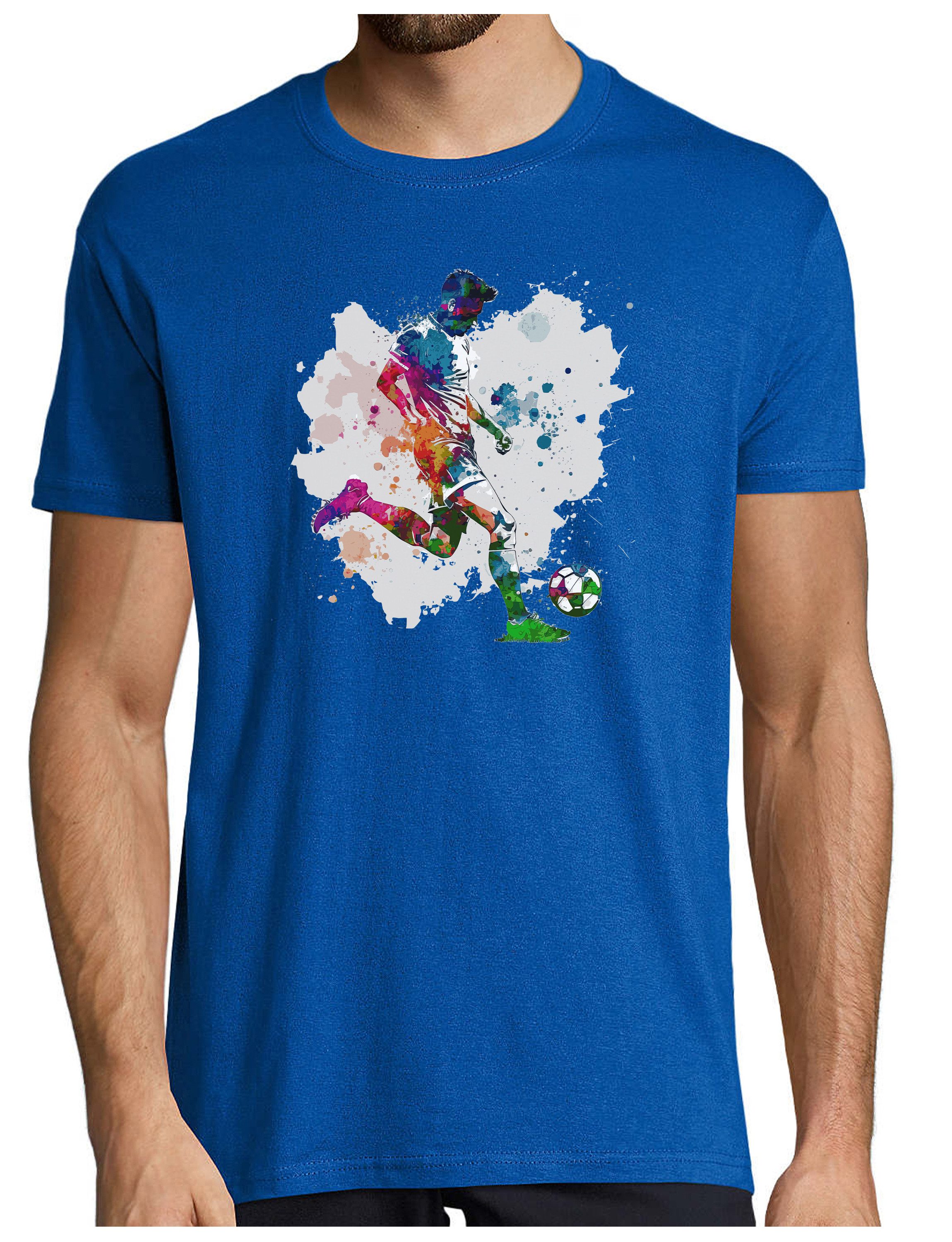 MyDesign24 T-Shirt Fussball print shirt Schießender Fußballer Regular Fit i477
