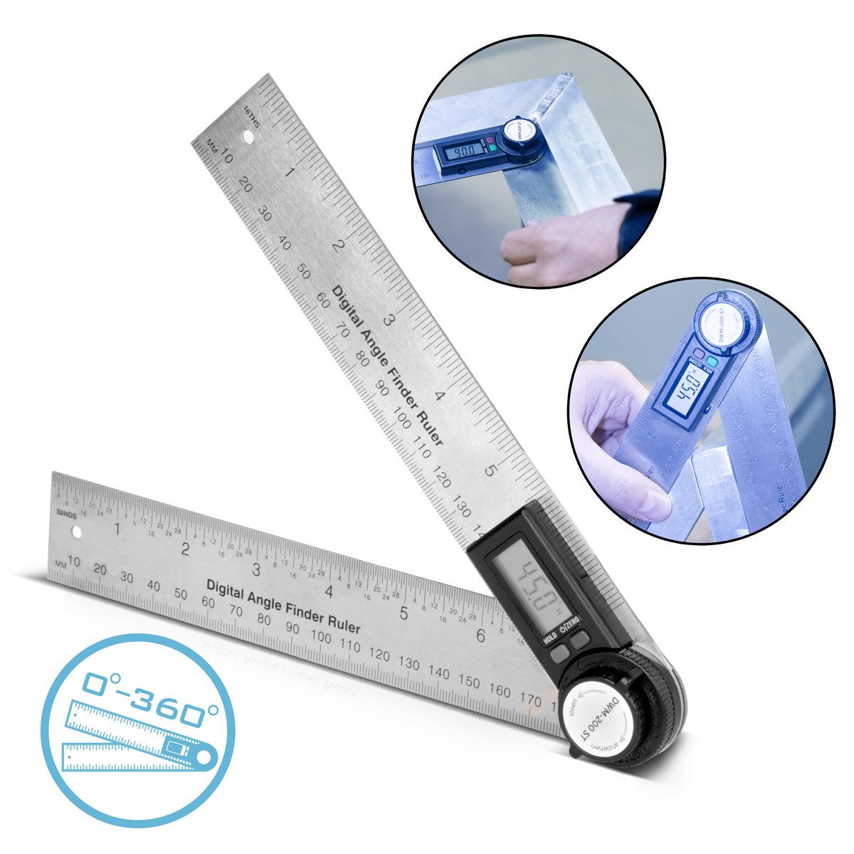 STAHLWERK Winkelmesser Digitaler Winkelmesser DWM-200 ST, L:22,5 cm, (Set, Einzelartikel)