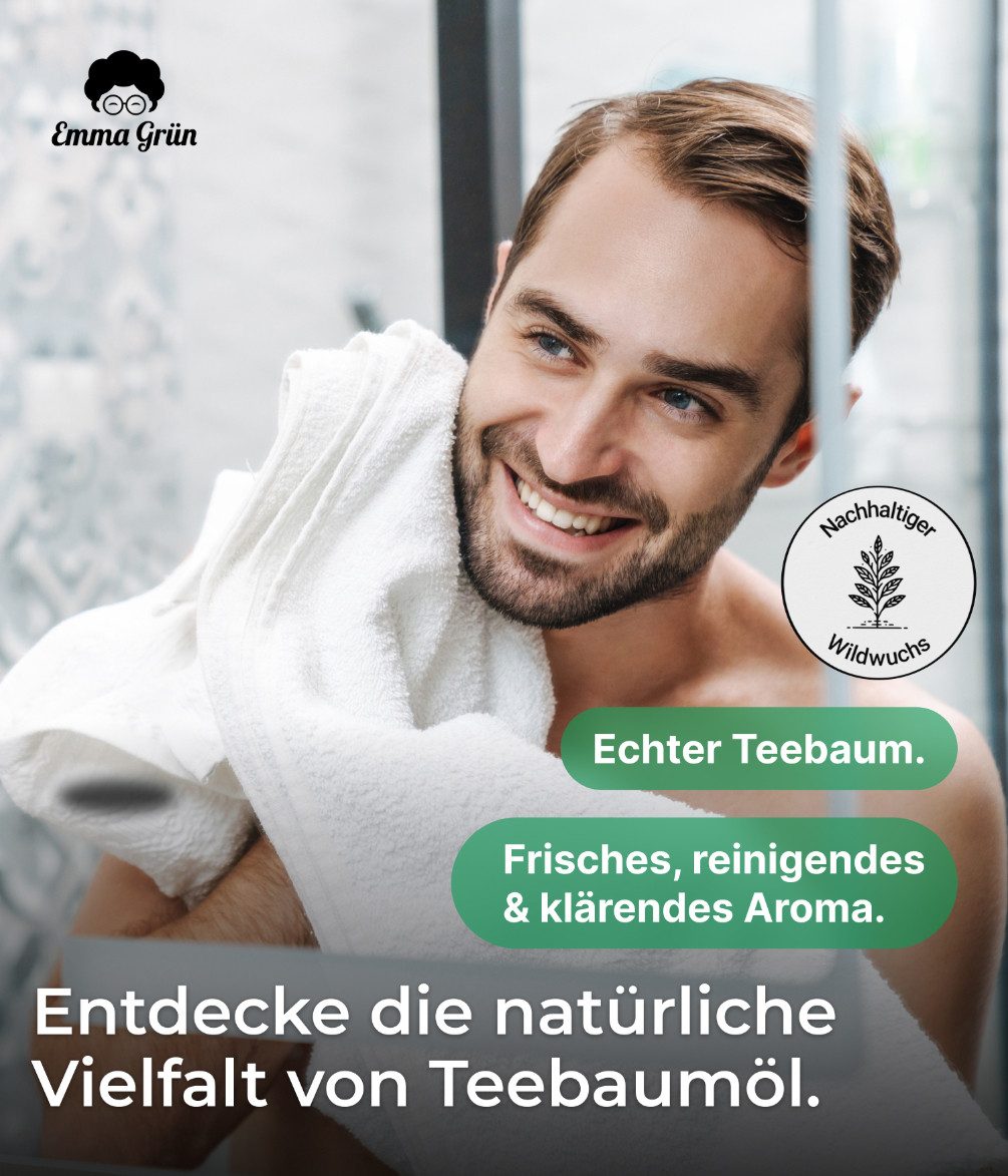 Thumbnail - Emma Grün Duftöl Teebaum, naturrein & hochdosiert, aus Wildwuchs (Packung), Natürlich, ergiebig, für Aromatherapie, Kerz...