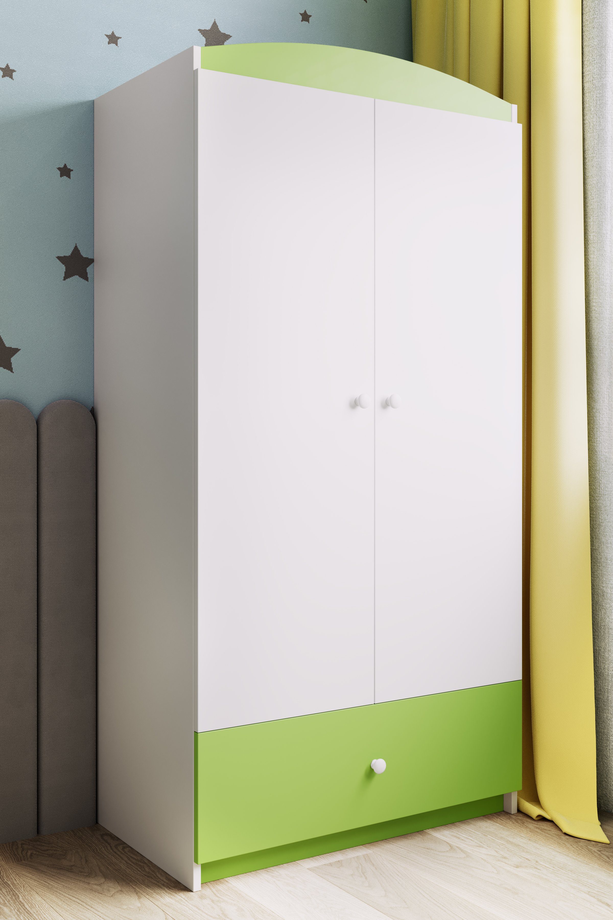 Bjird Kinderkleiderschrank Kleiderschrank Babydreams (4 Einlegeböden und Schublade) Mit Kleiderstange, 175x90x52 cm, verschieden Farben und Varianten für Mädchen und Jungen