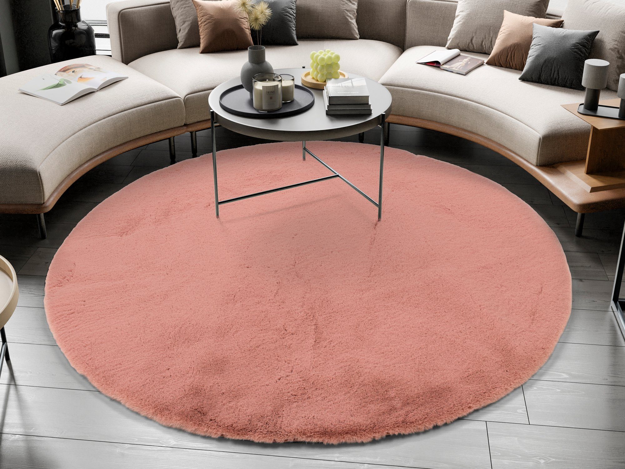 OCI DIE TEPPICHMARKE Hochflor-Teppich ROCKY SOFT, rund, Höhe: 35 mm, Kunstfell, weich, kuschelig, maschinell gewebt, waschbar