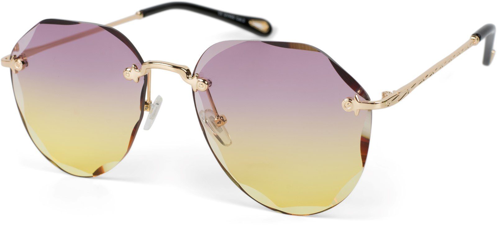 styleBREAKER Sonnenbrille (1-St) Getönt Gestell Gold / Glas Violett-Gelb Verlauf