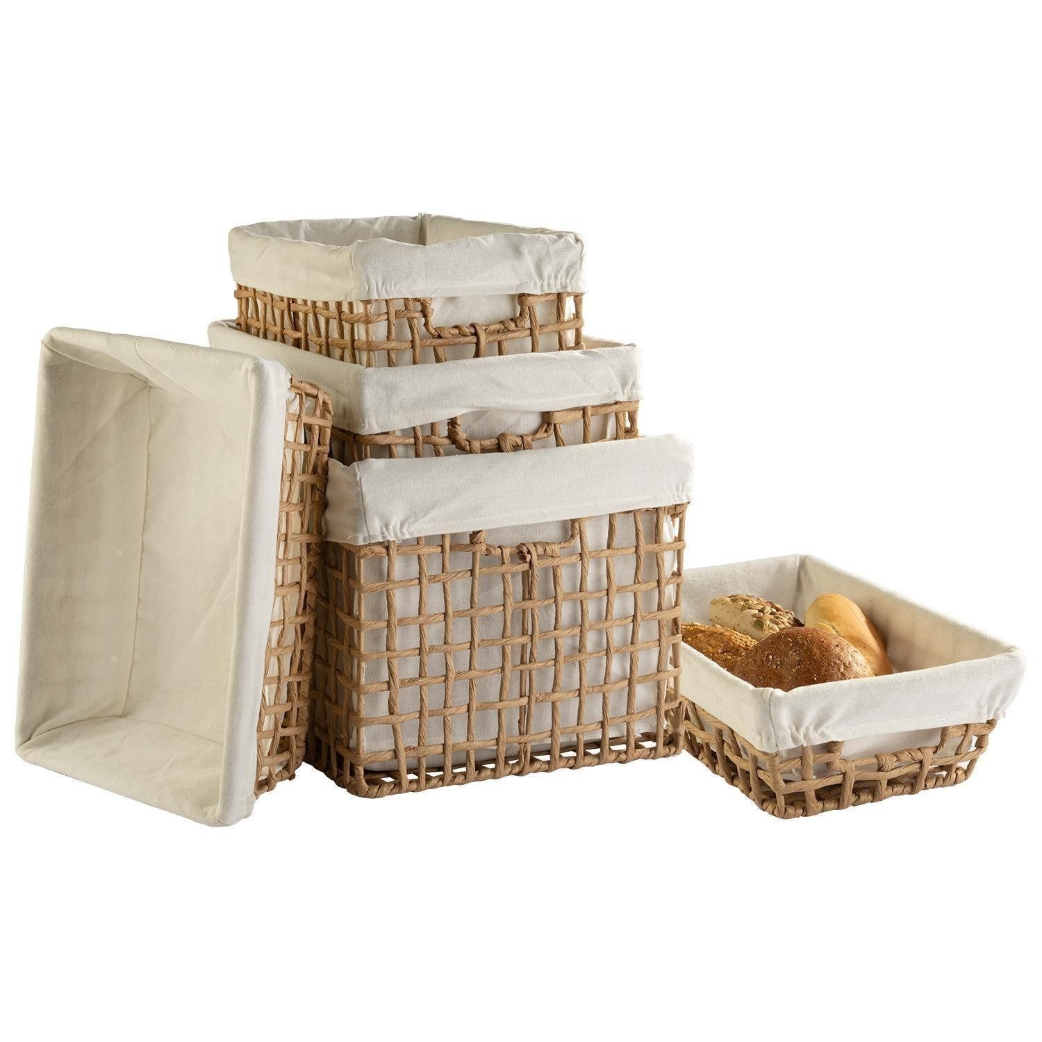 Home4You Aufbewahrungskorb, Beige, Braun, Drahtgestell, Papierumwicklung, günstig online kaufen