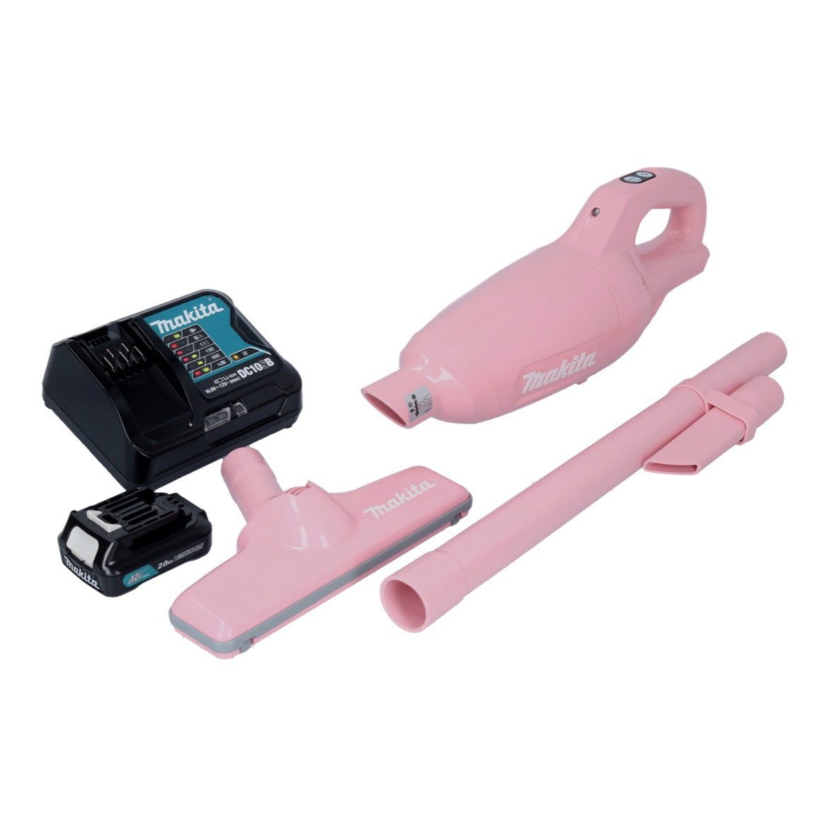 Makita Akku-Handstaubsauger CL 108 FDSAP Akku Staubsauger 12 V 0,6 L pink + 1x Akku 2,0 Ah + Lade