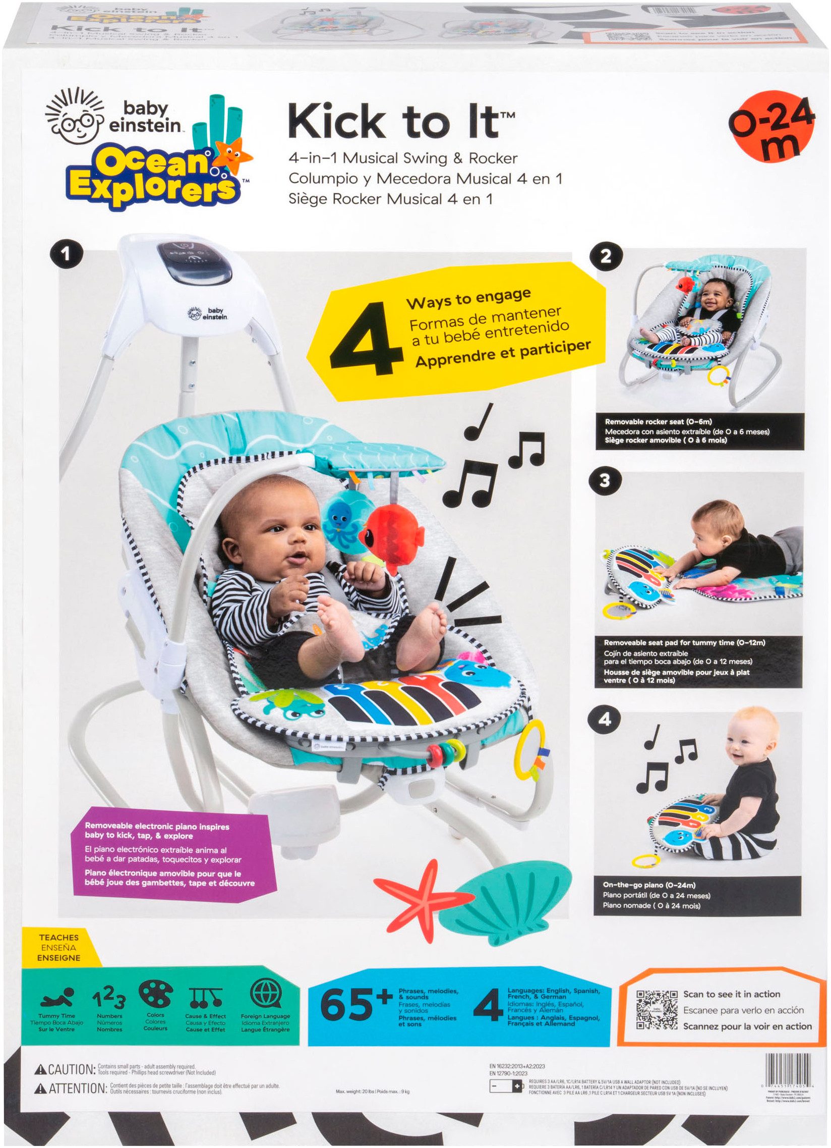 Baby Einstein Babywippe Kick to It 4-in-1 Musical Swing & Rocker, mit Sound-Effekt – Bild 3 von 5