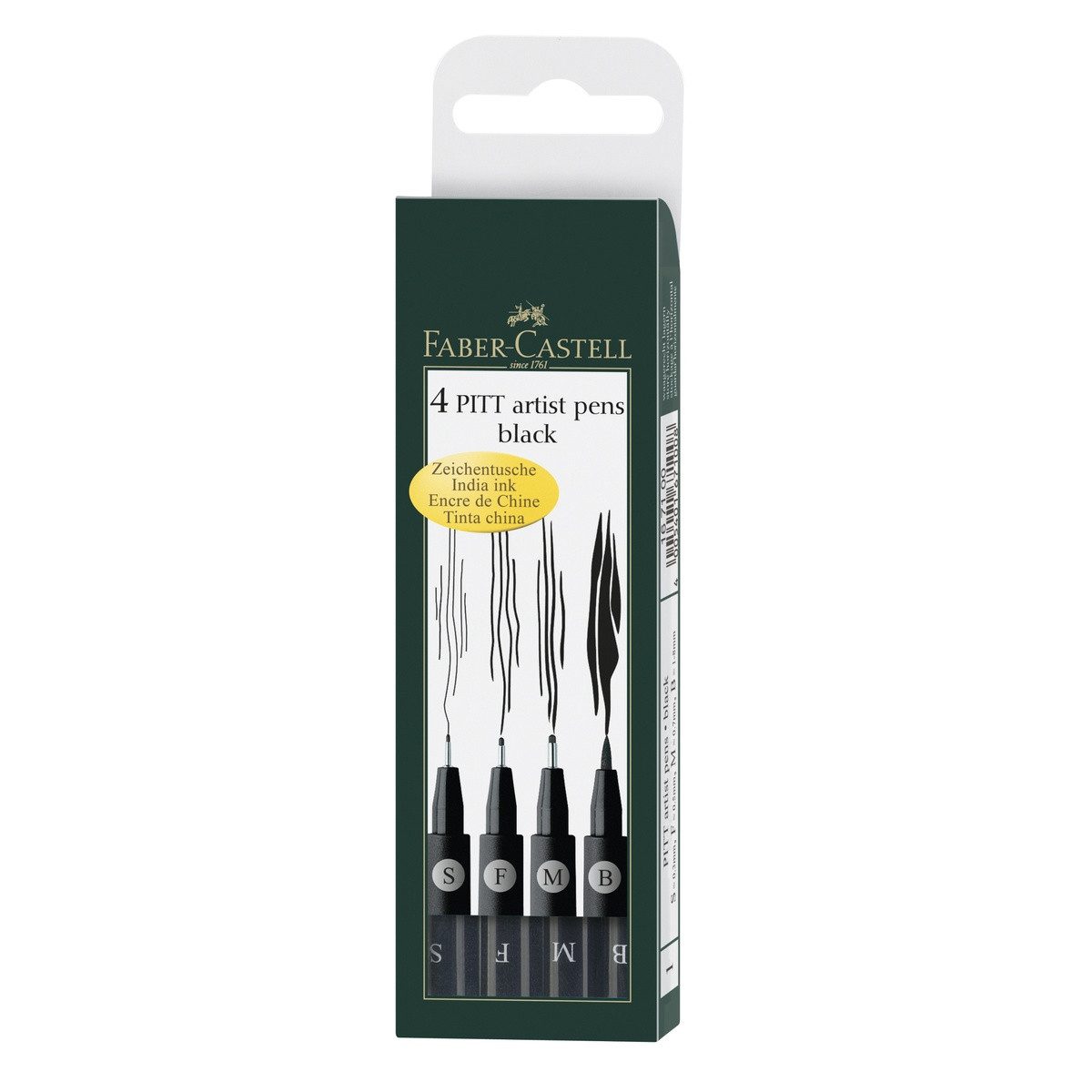 Faber-Castell Pinselstift FABER-CASTELL Tuschestifte Pitt Artis Pen brush black 4 Stück