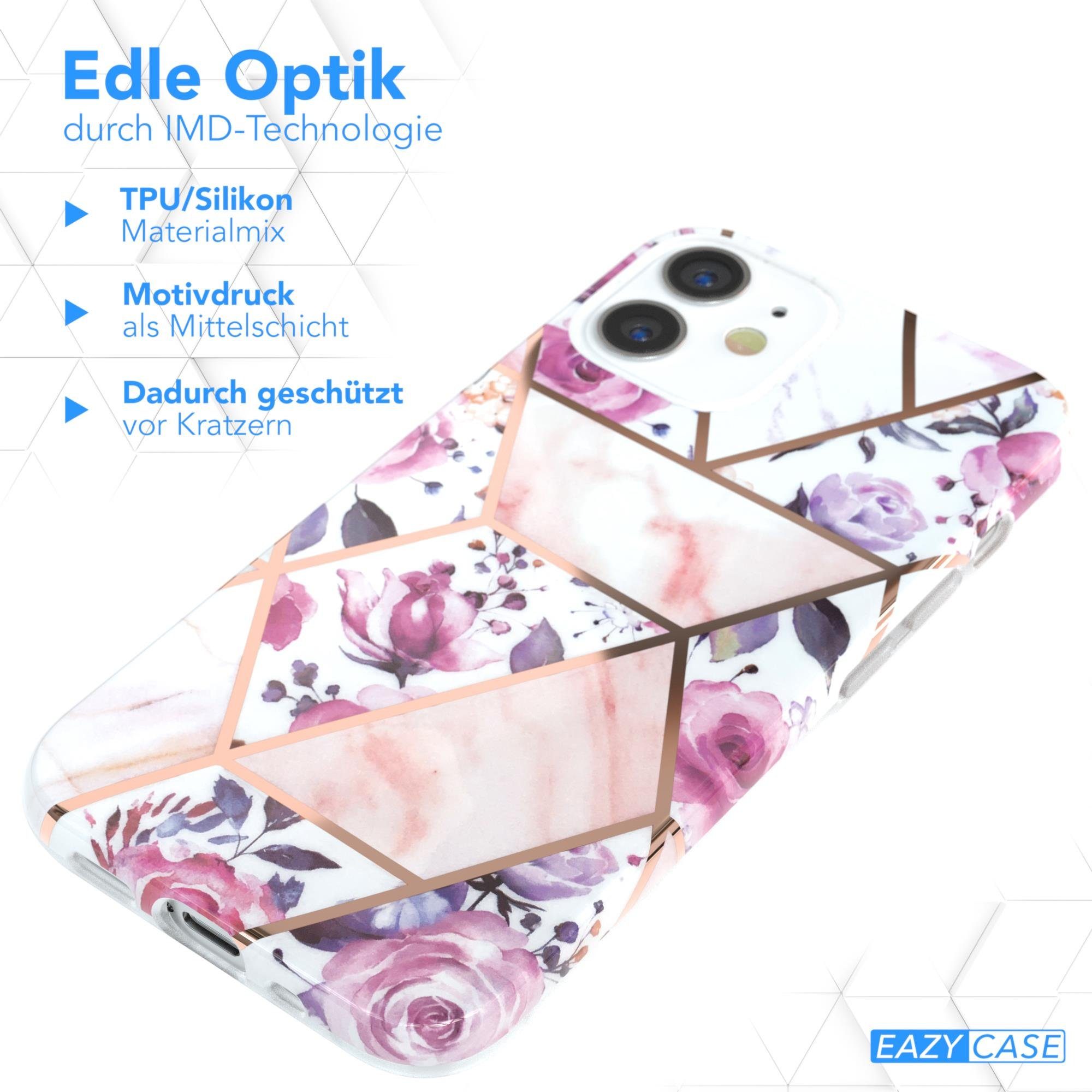 EAZY CASE Handyhülle IMD Motiv Cover für Apple iPhone 12 Mini 5,4 Zoll, Silikonhülle stoßfest Silicon Back Cover Motivhülle Tasche Rosé Gold