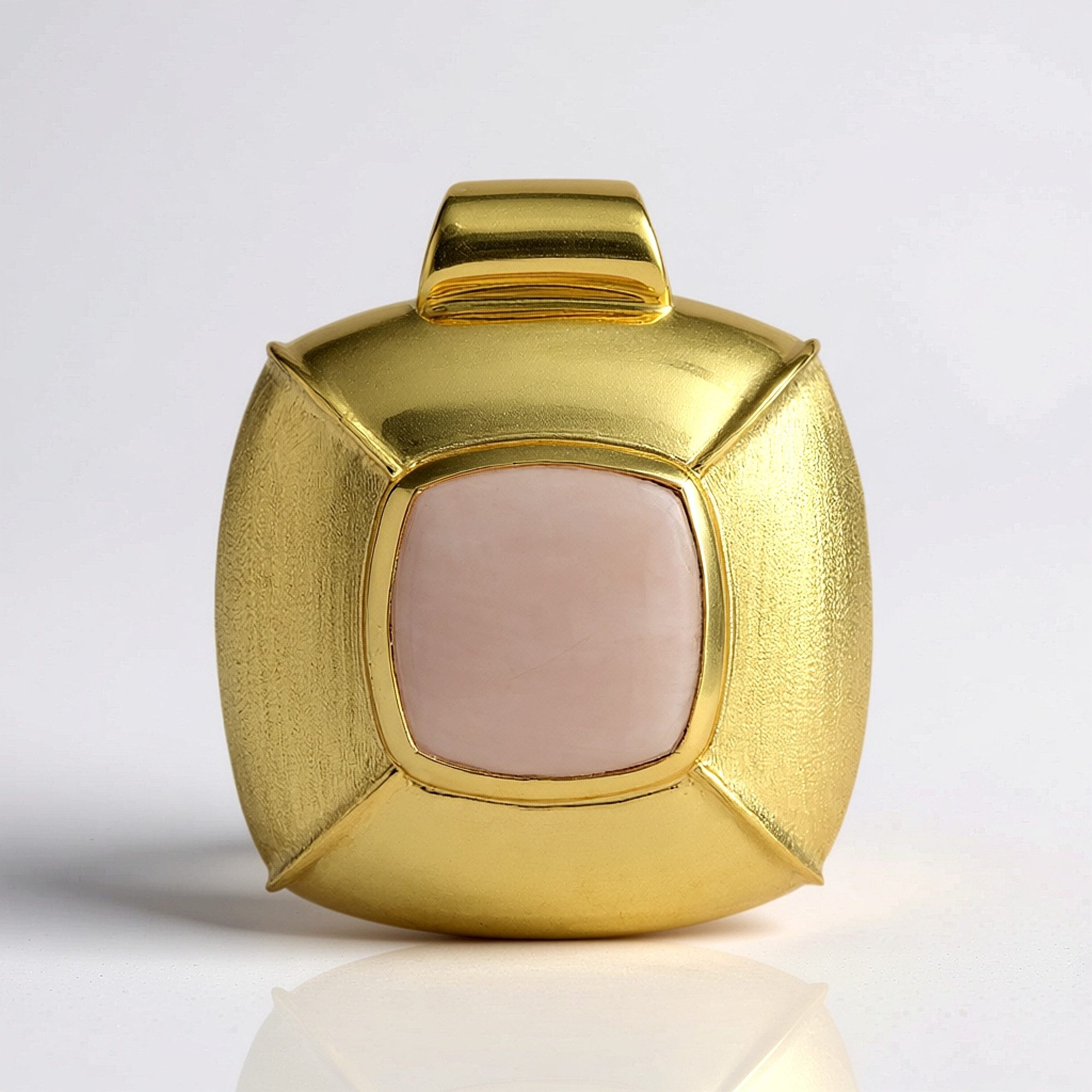 Cavill Kettenanhänger Cavill Rosenquarz 10,41 ct, vergoldeter 925 Silber Anhänger rosa (1-tlg)