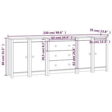 vidaXL Sideboard Sideboard 230x35x80 cm Massivholz Kiefer (1 St)