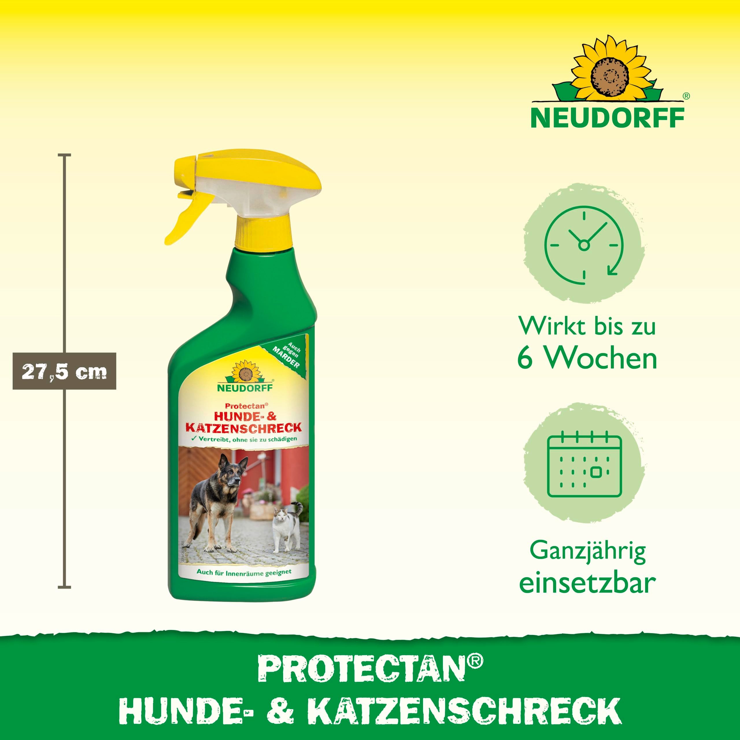 Neudorff Vergrämungsmittel Protectan Hunde- und KatzenSchreck 500 ml, 0.5 l, Anwendungsfertiges Spary vertreibt effektiv störende Hunde und Katzen in Innenräumen und im Außenbereich, Katzenschreck für Garten ohne Tieren zu schaden, Hundeschreck mit Duftstoffen, wie sie auch in der Natur vorkommen