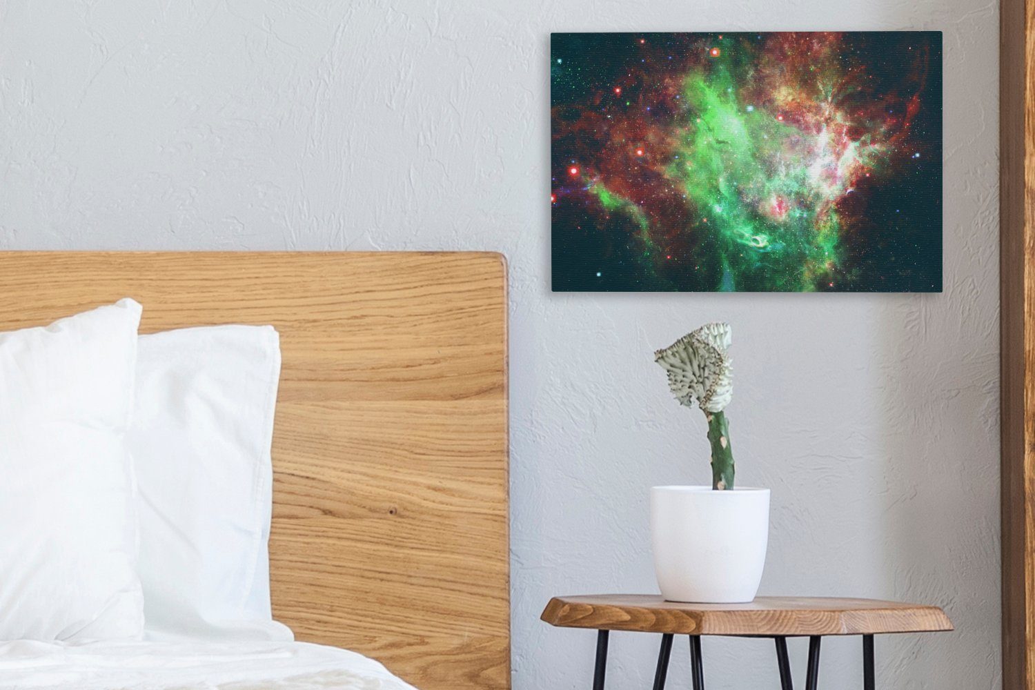 Weltraum cm Sterne - OneMillionCanvasses® Leinwandbild Wanddeko, Aufhängefertig, 30x20 Leinwandbilder, - Grün, (1 Wandbild St),