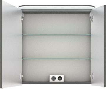 Saphir Spiegelschrank Balto Sprint Badschrank mit LED-Lichtkranz, 70 cm breit, 2 Türen Schalter-/ Steckdosenkombination, inkl. Türdämpfer, 567LM, 12V LED