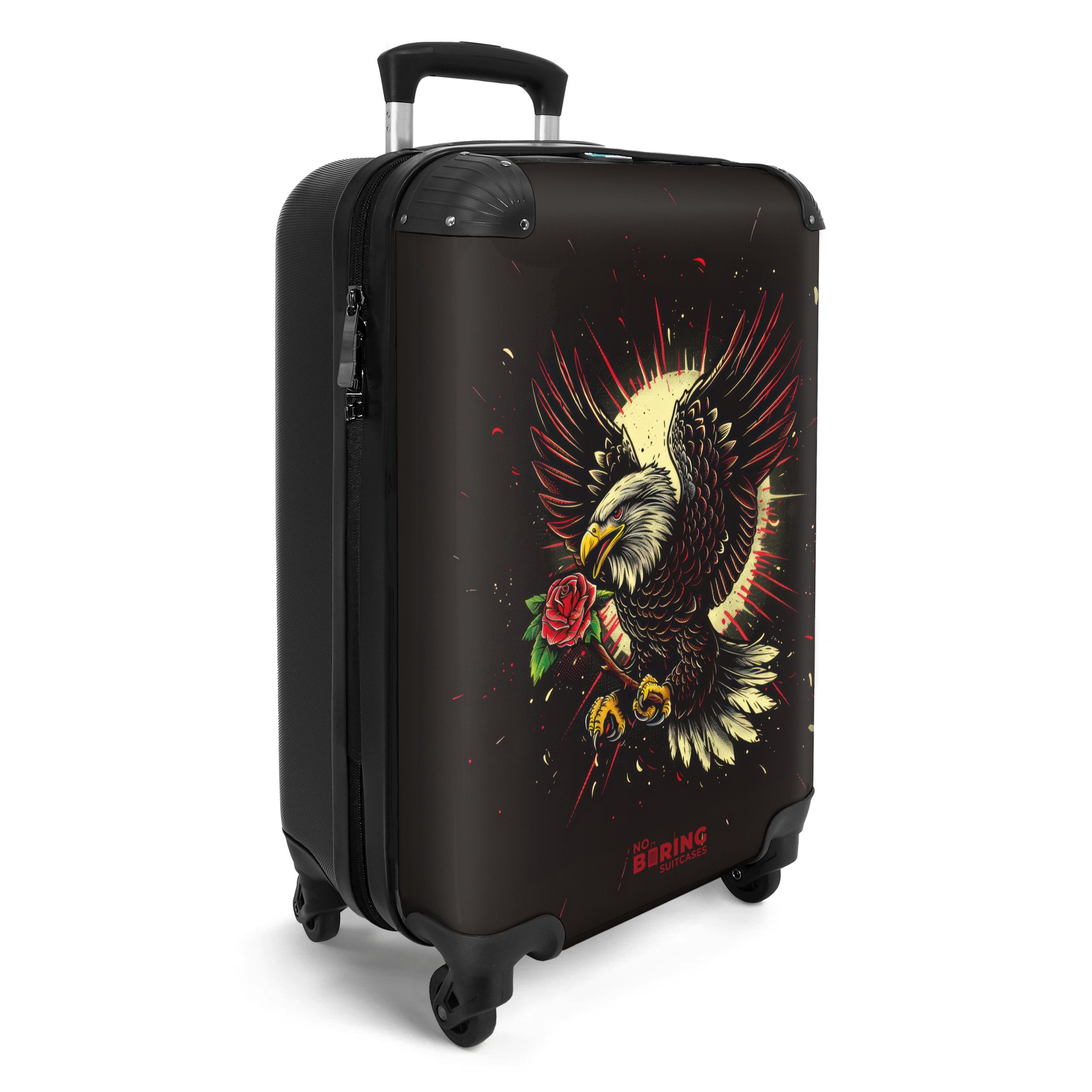 NoBoringSuitcases.com© Hartschalen-Trolley Schwarz mit Adler und günstig online kaufen