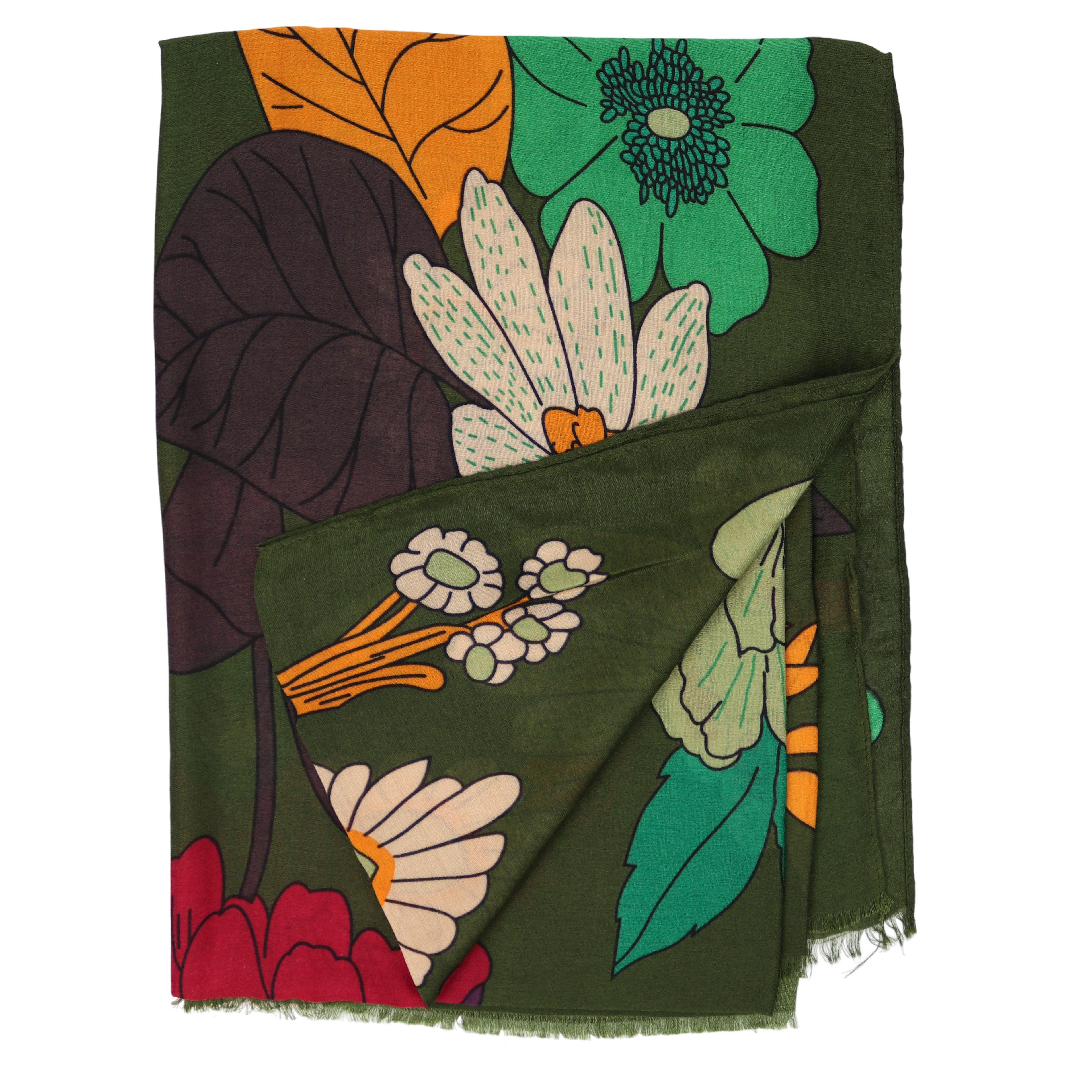MIRROSI Modeschal Weich XXL ca.85x180cm Schal Bunt Blumen, (Kollektion Herb günstig online kaufen