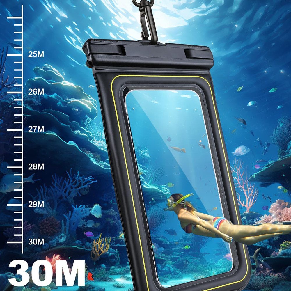 TUWENA Handyhülle 2 Stück Wasserdichte Handyhülle, IP68 Unterwasser Handytasche, Für iPhone 16 15 14 13 12 Pro Max, Samsung, Smartphone bis zu 7 Zoll – Bild 5 von 5