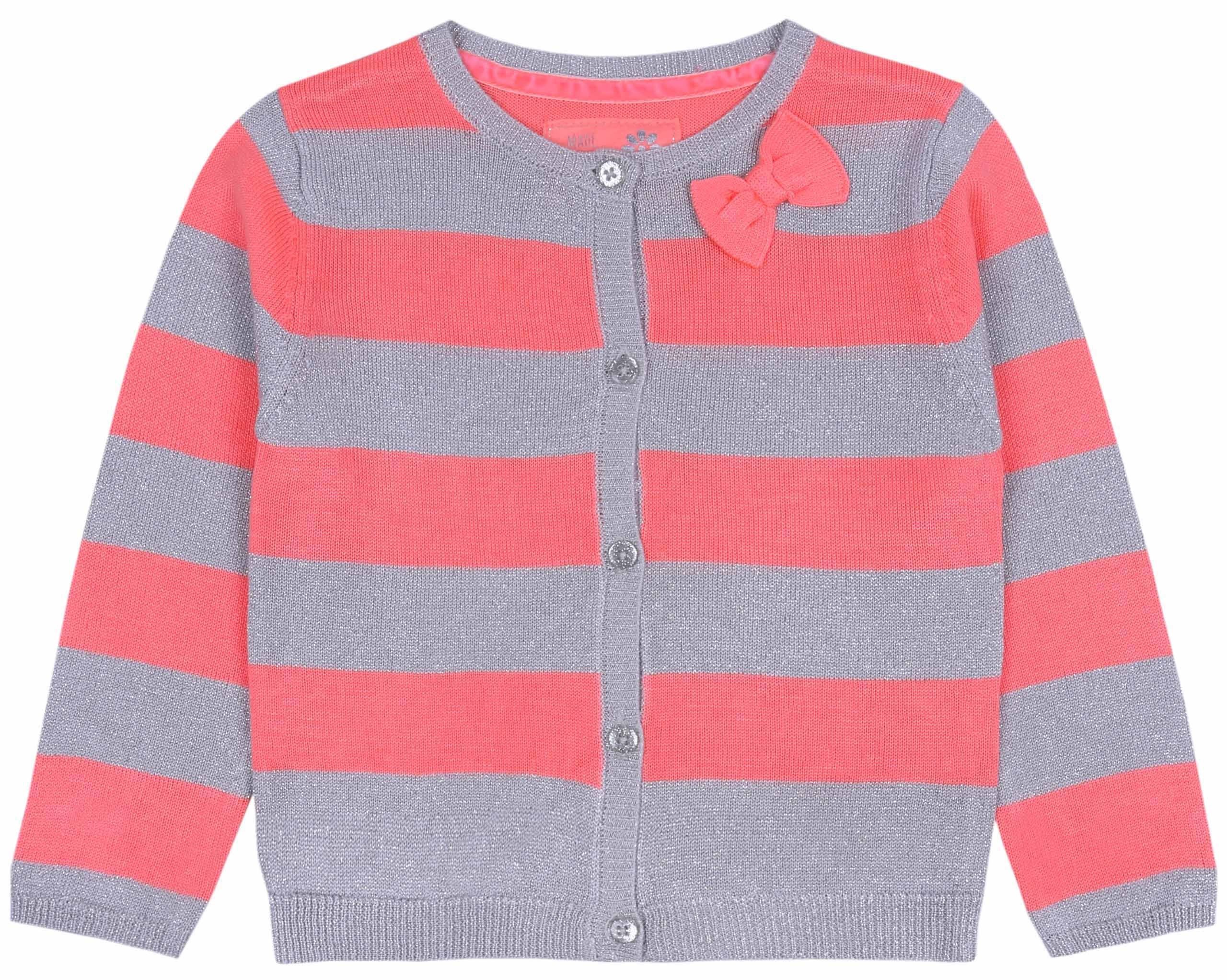 Sarcia.eu Streifenpullover Korallenrot-grauer Pullover YD 9-12 Monate