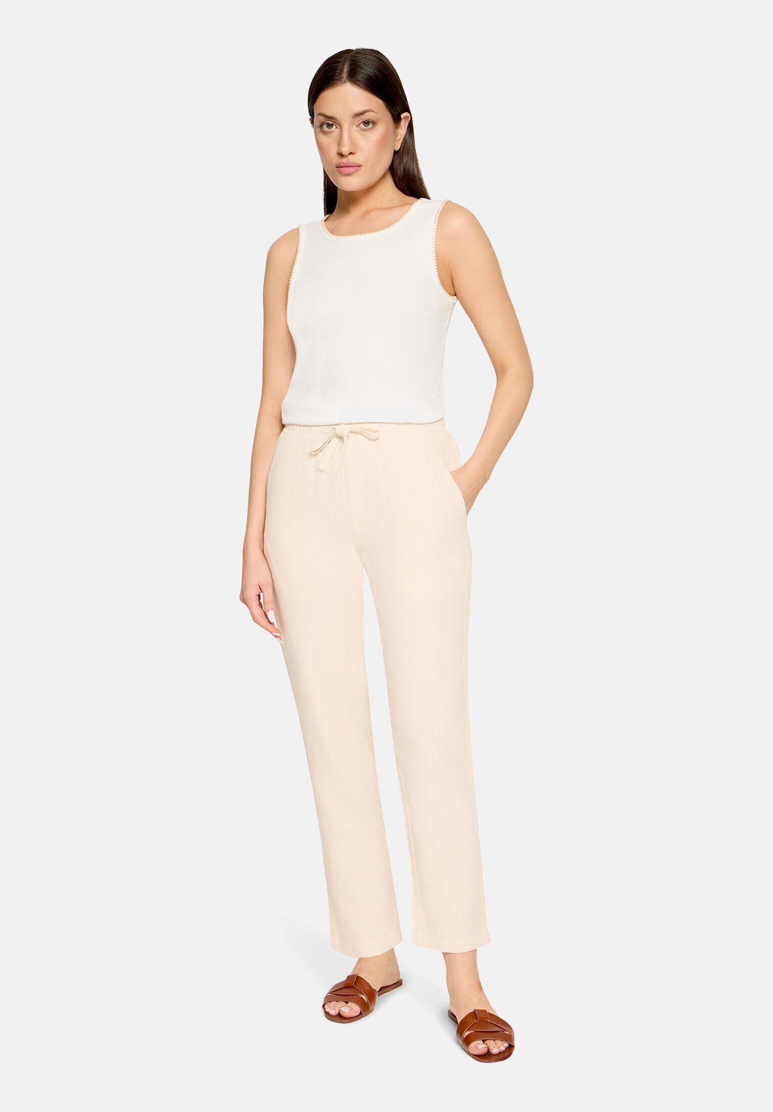 Cartoon Leinenhose Damen unifarben