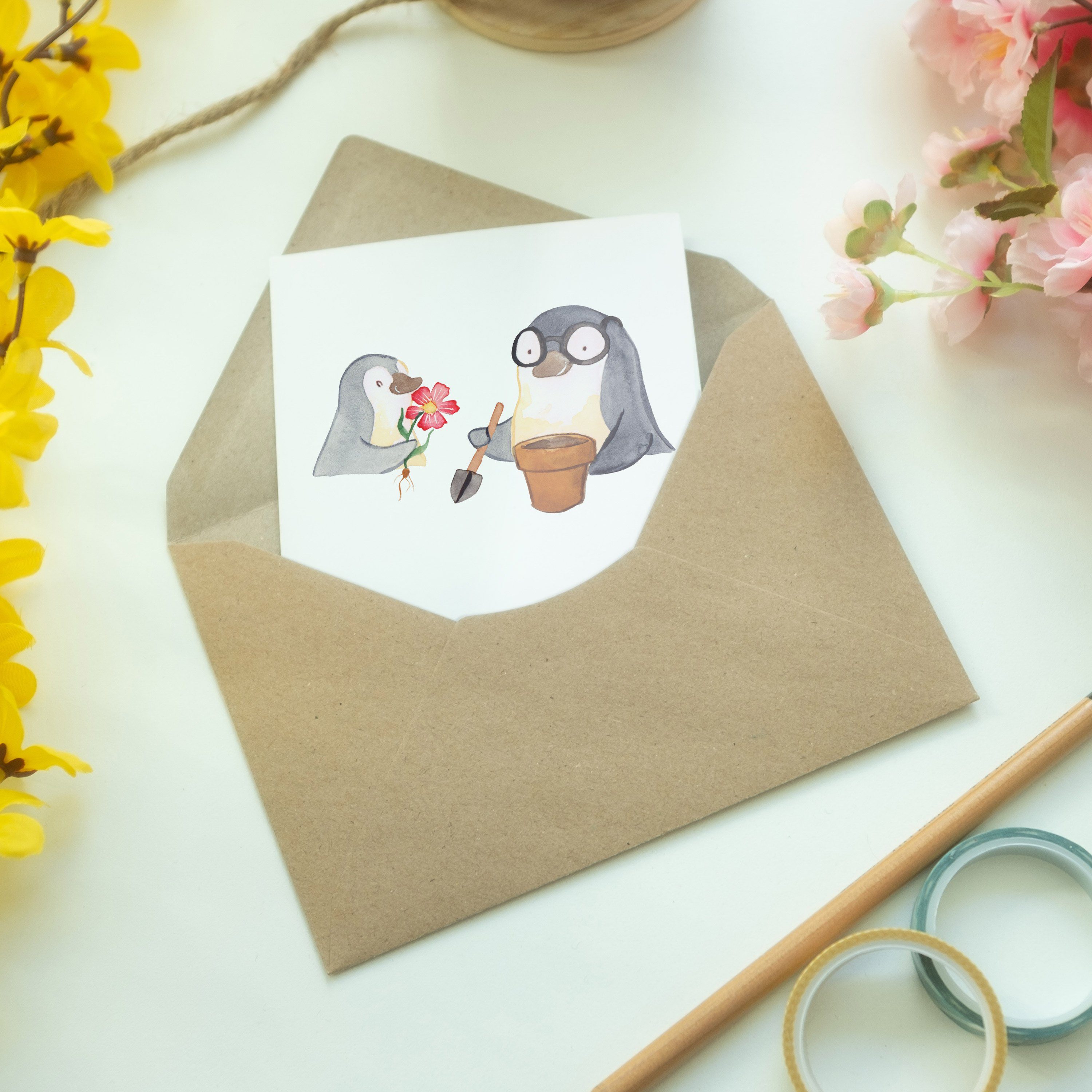 Mrs. Bester Pinguin Hochzeit Welt - der Opi Mr. Panda - Grußkarte Geschenk, & Geschenktipp, Weiß