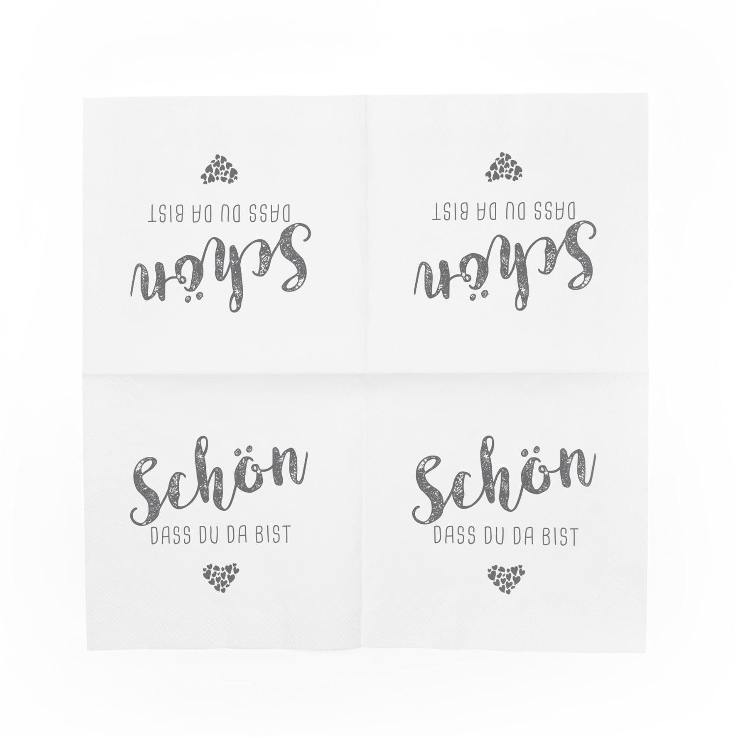 itenga Papierserviette itenga 80x Serviette Schön dass du da bist (40x taubengrau weiß - 40x – Bild 4 von 4