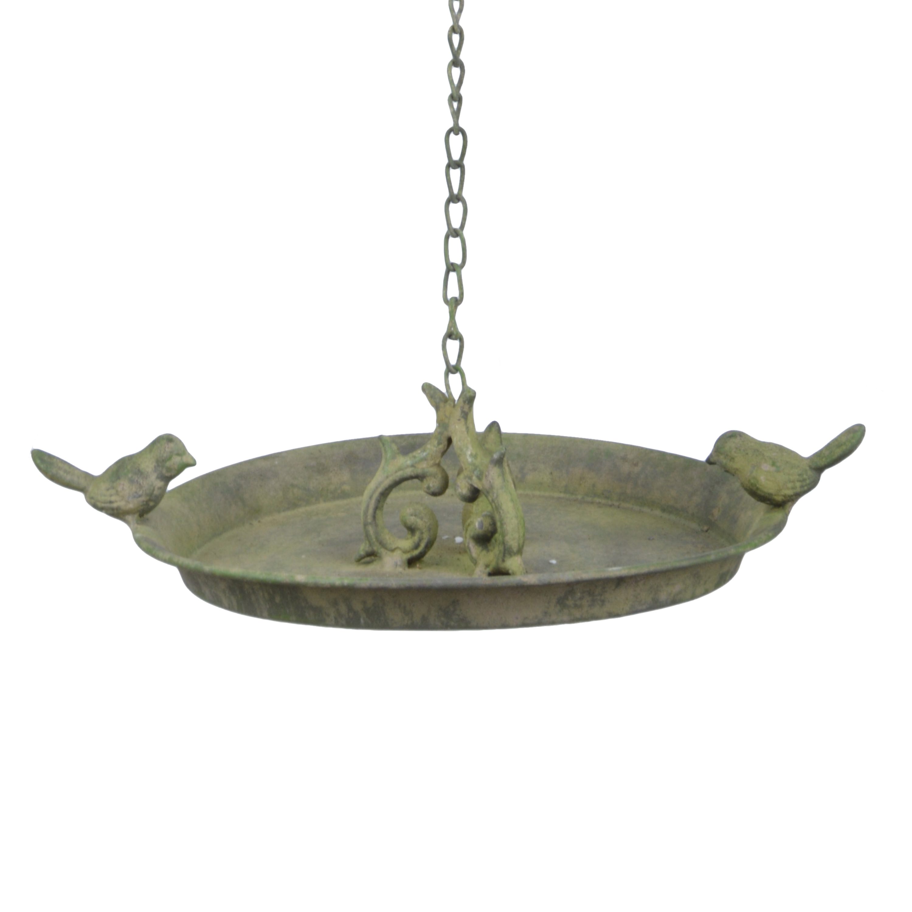 esschert design Vogeltränke Vogel Tränke zum hängen Futterstation Ø24cm grün Garten Metall Wasser