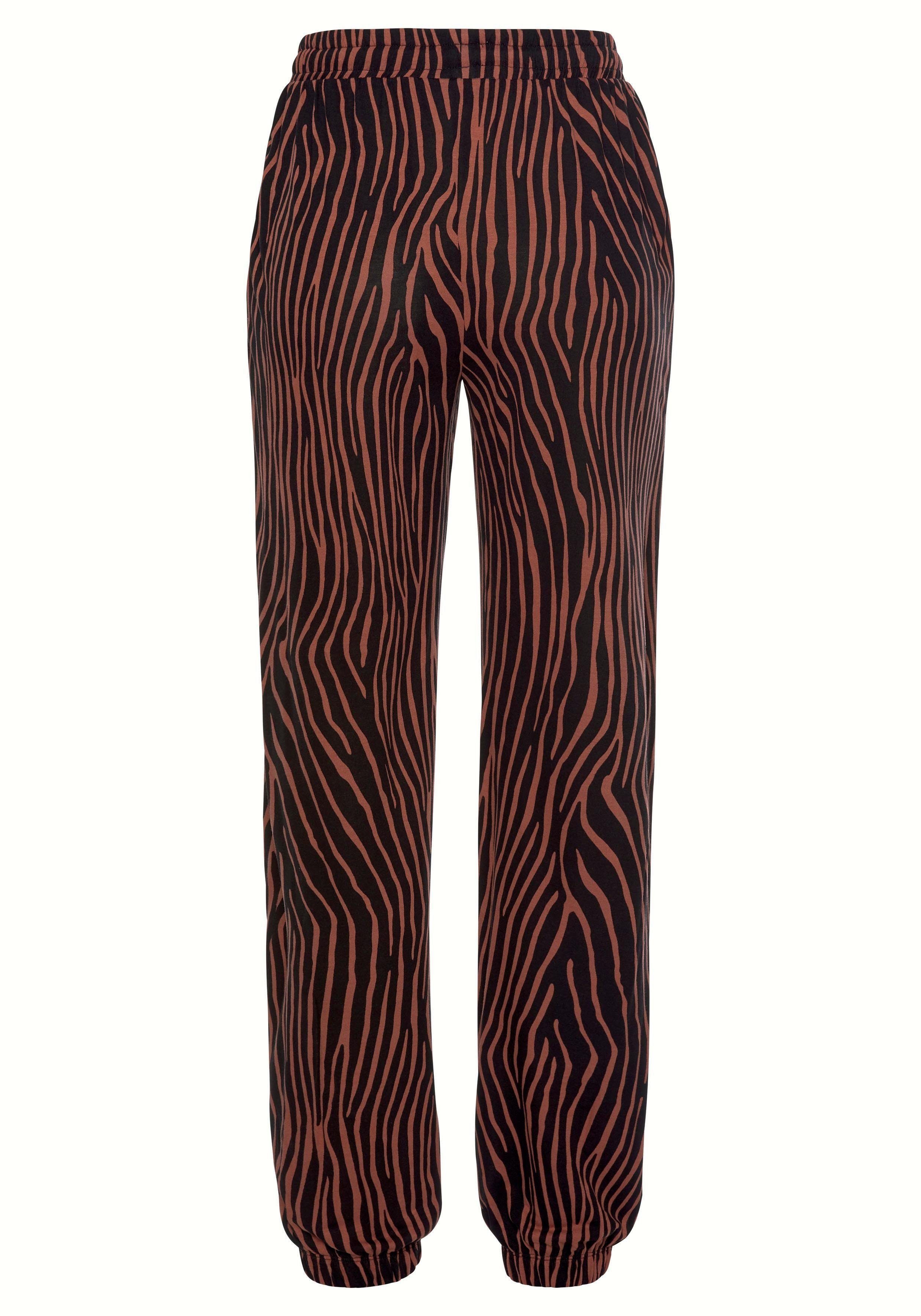 LASCANA Zebradruck mit Relaxhose Strandhose und Taschen, Stoffhose,