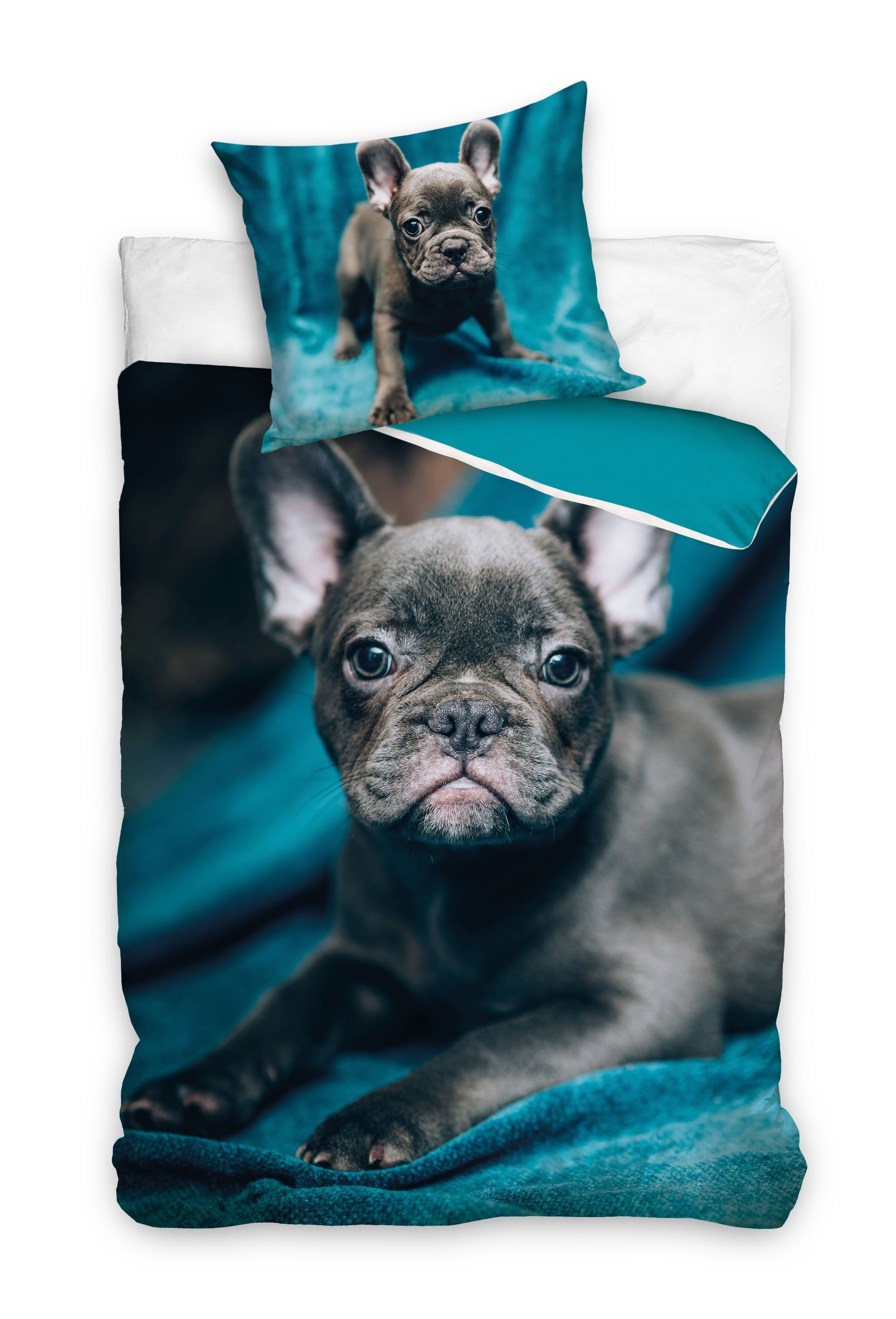 Bettwäsche Französische Bulldogge edles Design Baumwolle 140x200cm + 70x90  cm, Häßler Homefashion, Baumwolle