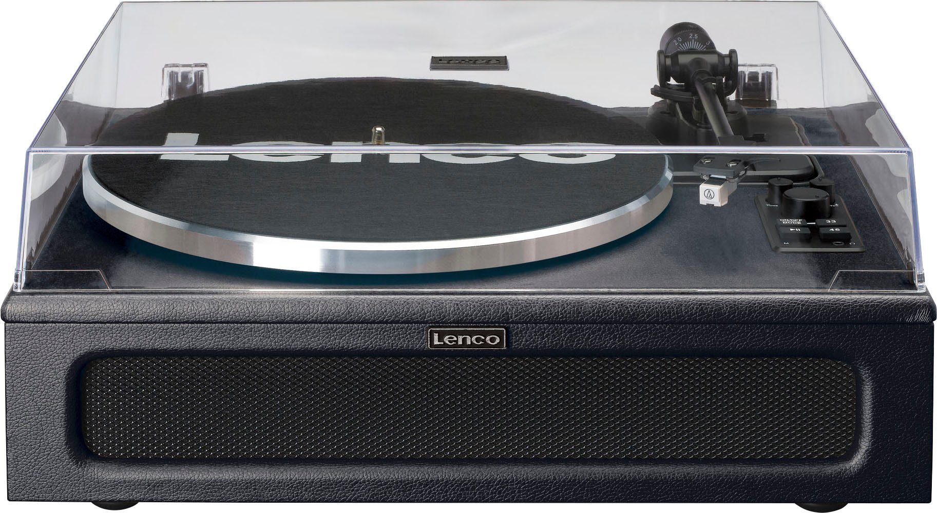 Lenco Lautsprechern Plattenspieler (Riemenantrieb) 4 schwarz Plattenspieler mit LS-430