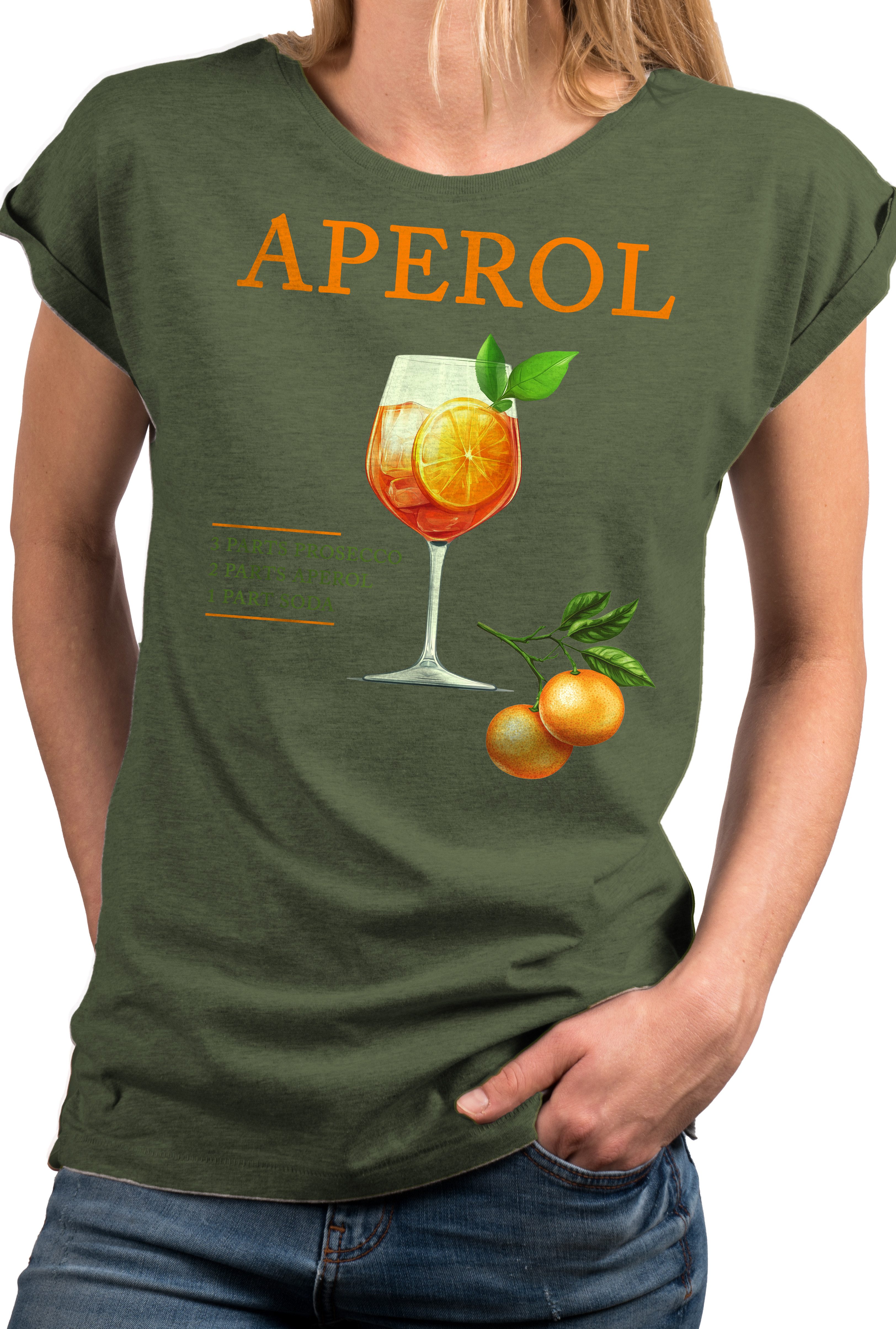 MAKAYA Print-Shirt Damen mit Orangen Motiv günstig online kaufen