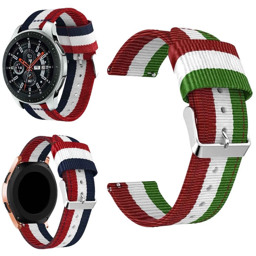 Wigento Smartwatch-Armband »Für Samsung Galaxy Watch 4 40mm / 42mm /  Classic 42mm / 46mm Uhr Nylon Armband Ersatz Arm Band Grün / Weiß / Rot«