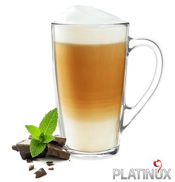 PLATINUX Latte-Macchiato-Glas Teegläser mit Griff, Glas, 320ml (max. 400ml) Eisteeglas Trinkglas Kaffeegläser Latte Macchiato