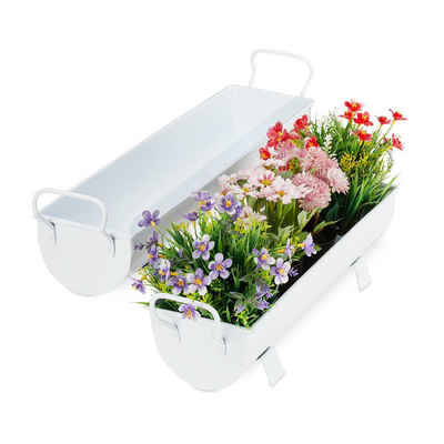 relaxdays Blumenkasten Blumenkasten Dachrinne 2er Set, Weiß