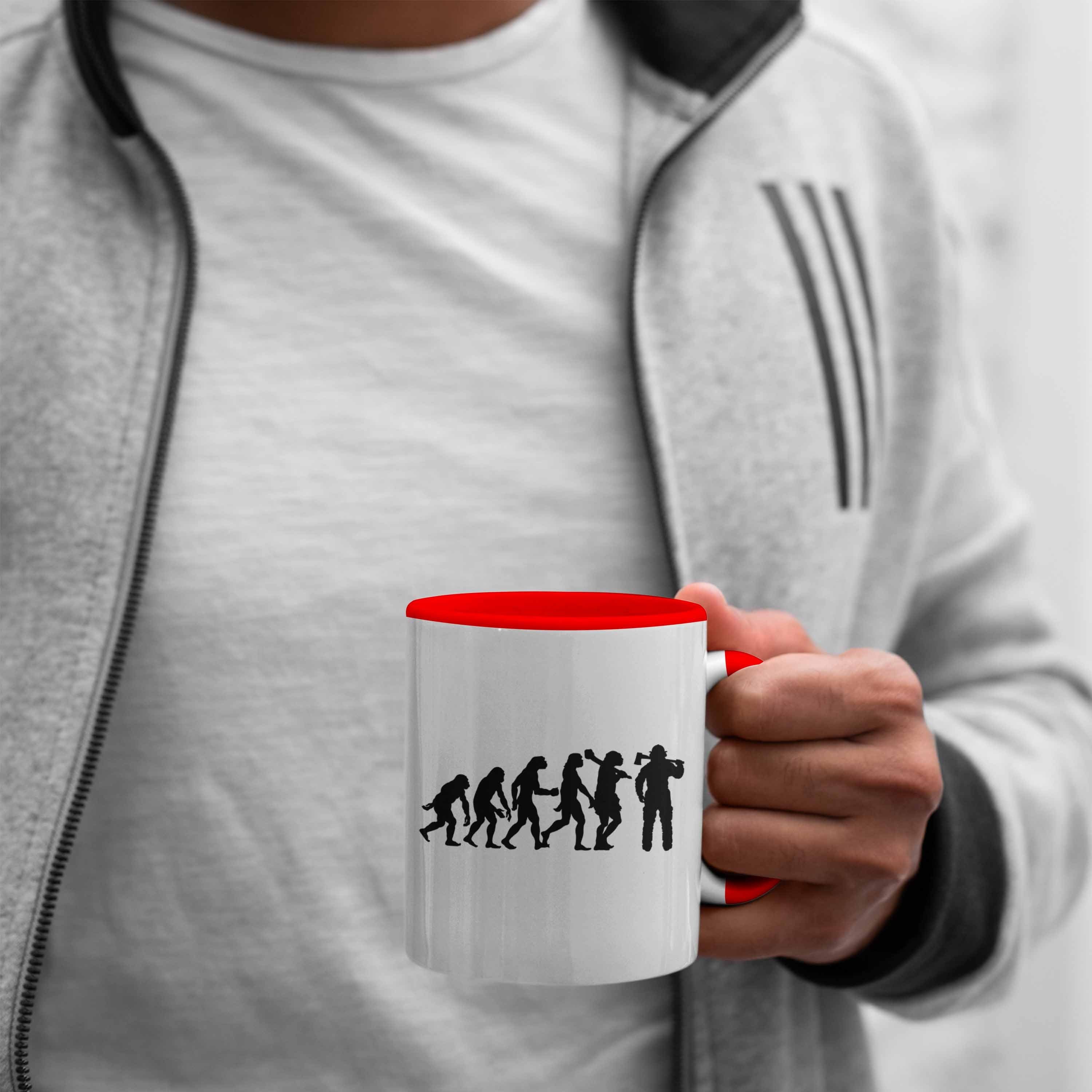 Geburtstag Spruch Feuerwehrmann Tasse Tasse Trendation Geschenk Evolution für Rot Männer Feuerwehr - Trendation