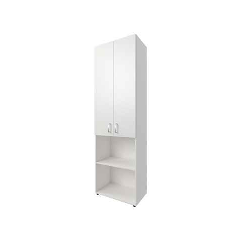 möbelando Aktenschrank Trio 32 zeitloser Beistellschrank aus Spanplatte in weiß mit 3 höhenverstellbaren Einlegeböden. Breite 57 cm, Höhe 190 cm, Tiefe 34,5 cm - Made in Germany