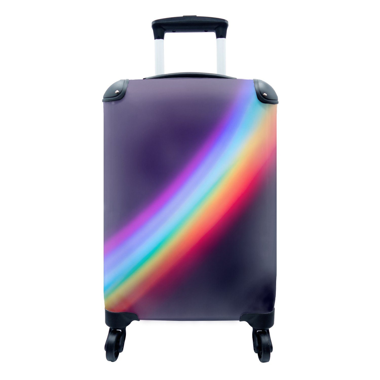 MuchoWow Handgepäckkoffer Regenbogenfarben mit dunklem Hintergrund, 4 Rollen, Reisetasche mit rollen, Handgepäck für Ferien, Trolley, Reisekoffer
