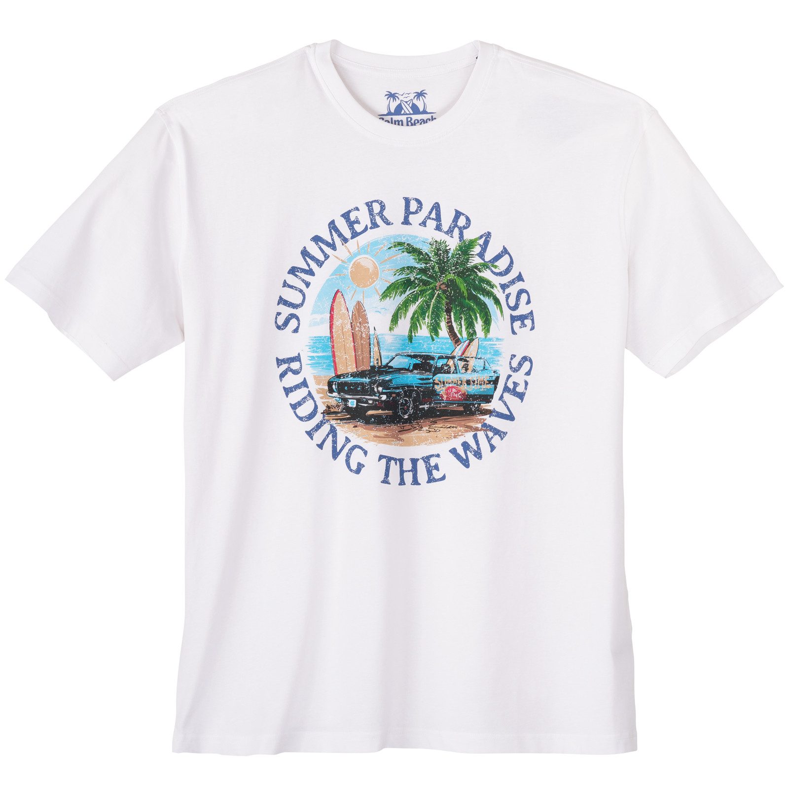 Print-Shirt Calm Beach Übergrößen T-Shirt weiß Summer Paradise