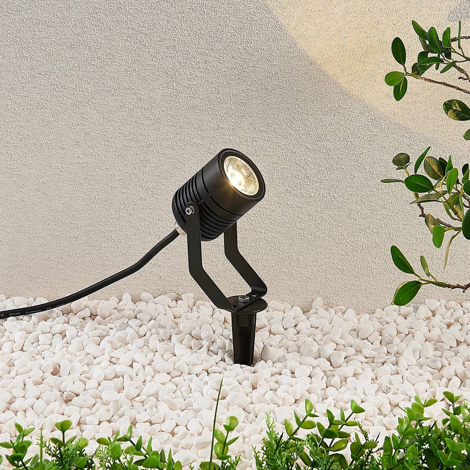 Lindby Gartenleuchte Maris, LED-Leuchtmittel fest verbaut, warmweiß, Modern, Metall, Glas, Kunststoff, Schwarz, 1 flammig, inkl.