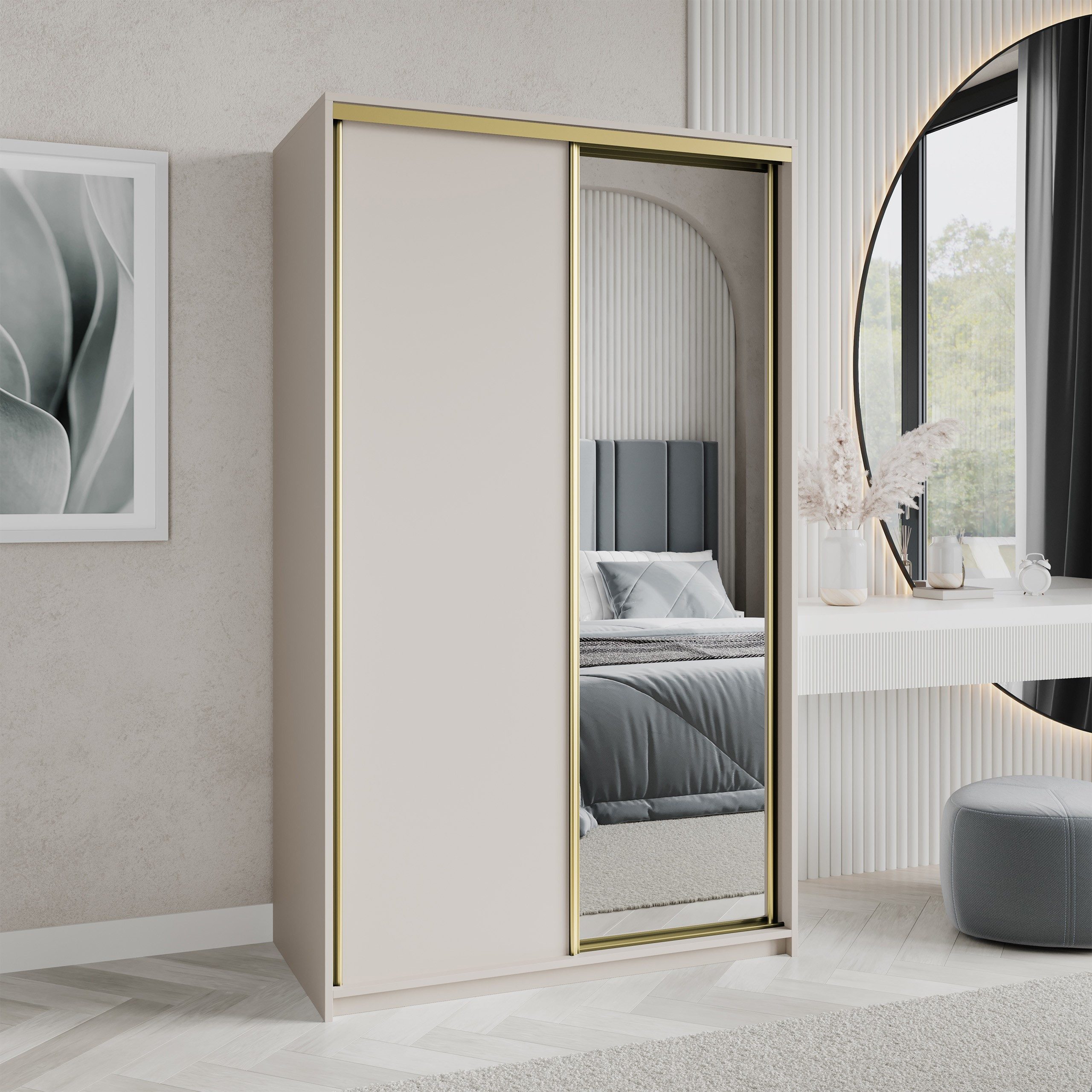 Masseno Schwebetürenschrank TAVI Kleiderschrank mit Spiegel günstig online kaufen