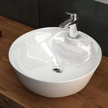 Alpenberger Aufsatzwaschbecken »Oval Aufsatzwaschbecken-Keramik- Handwaschbecken« (Set, 1-St., Keramikbecken), Nanobeschichtung