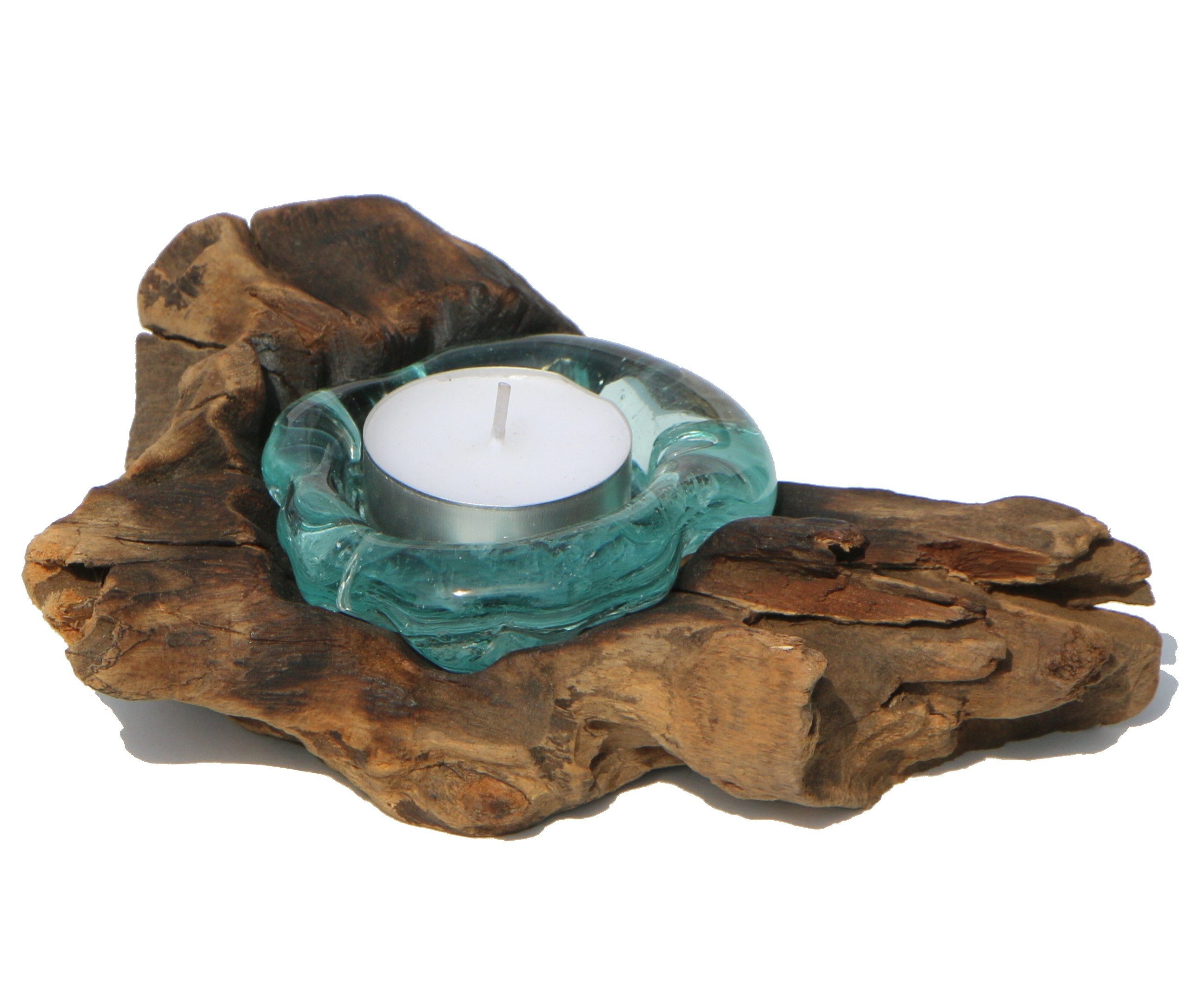 Wogeka Teelichthalter Glas Teelichthalter auf Wurzel-Holz günstig online kaufen