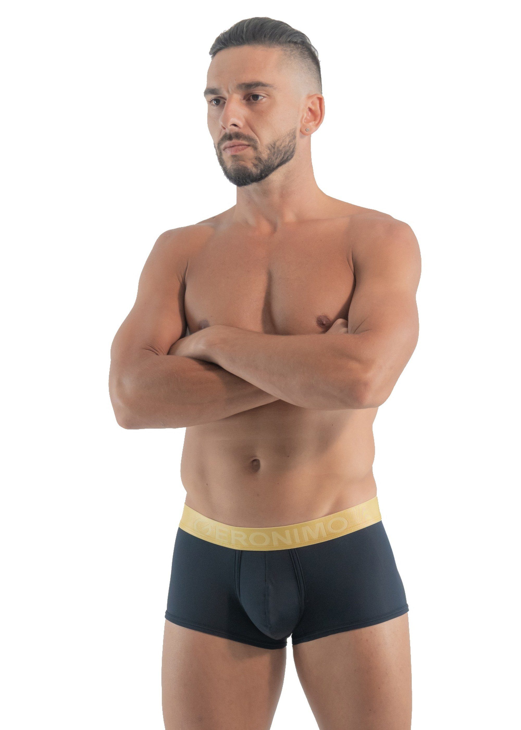 erotisch Basic (Boxer, Gold 1-St) Black Line Boxershorts Geronimo Boxer