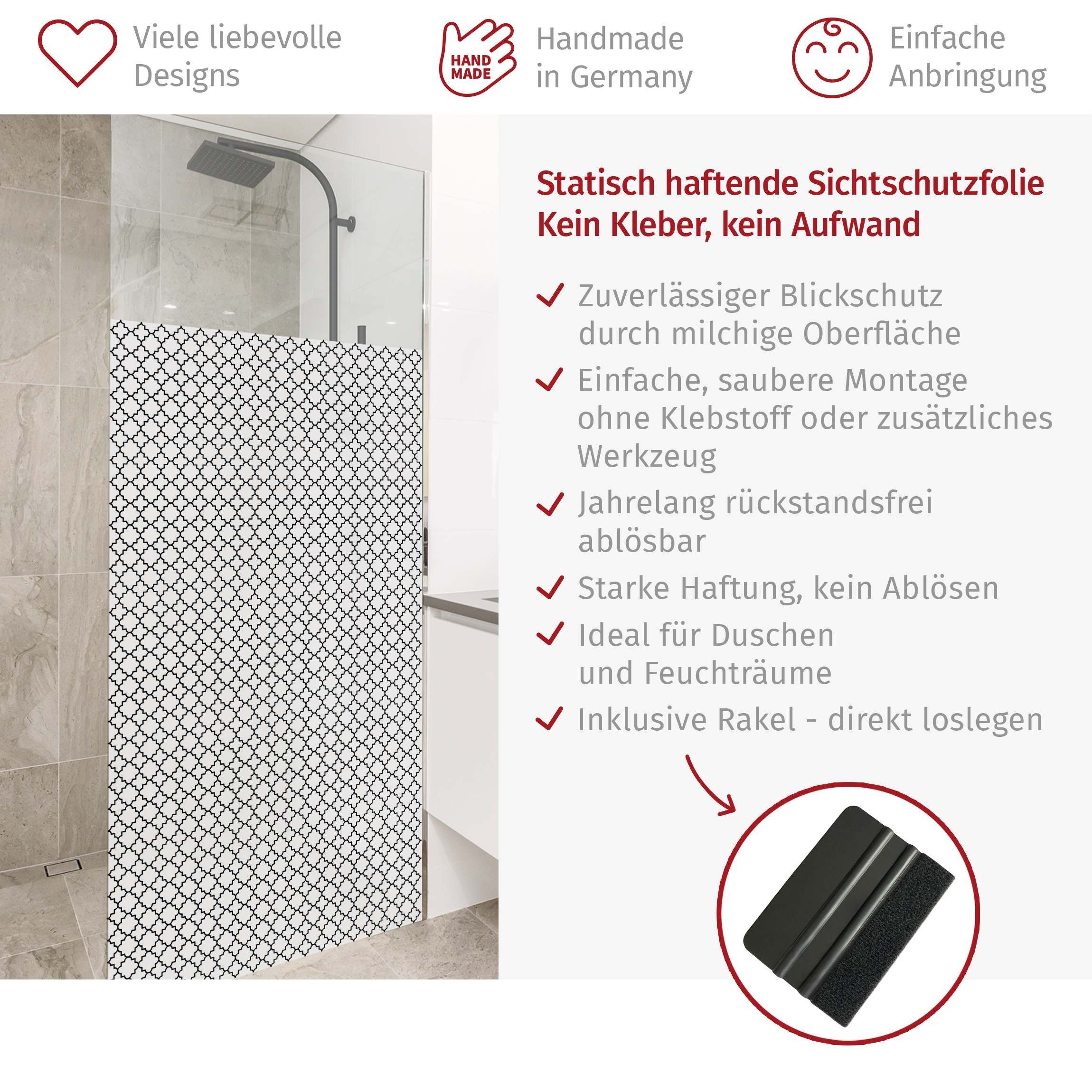 Bilderdepot24 Fensterfolie Dusche blickdicht statisch haftend einfarbig, blickdicht, Statisch haftend, blickdicht, wasserfest, wiederverwendbar, ablösbar