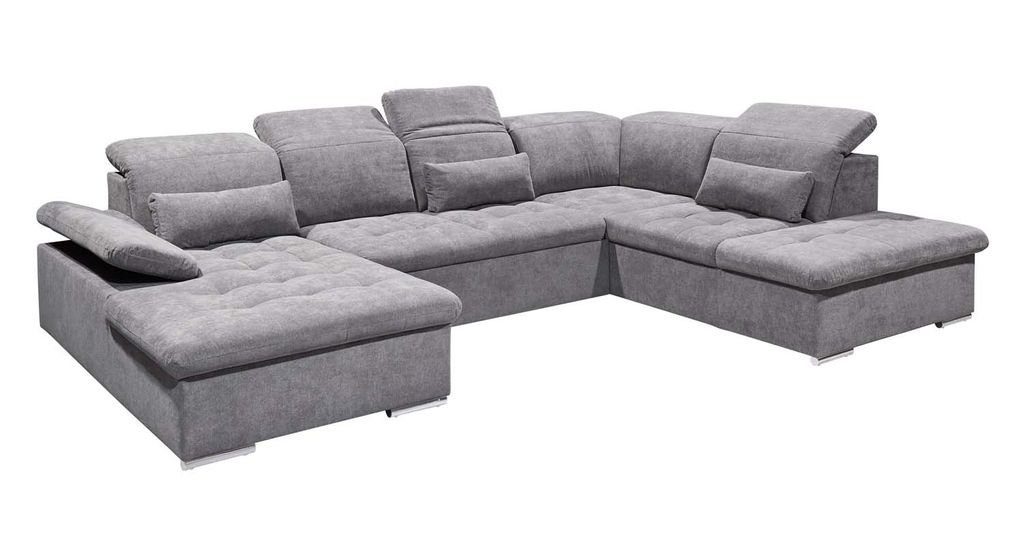 DESIGN U-Sofa 340x240 cm EXCITING Wayne Wohnlandschaft, Couch Dunkelgrau ED Wohnlandschaft Ecksofa