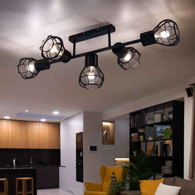 etc-shop LED Deckenspot, Leuchtmittel nicht inklusive, Deckenleuchte Deckenlampe Spotleuchte Esszimmer Käfigoptik 5 flammig