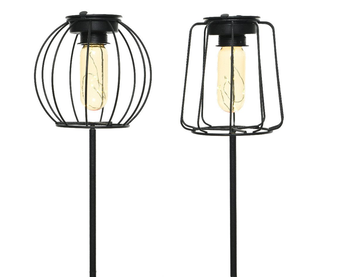 queence LED Solarleuchte LED-Solarlaterne mit Erdspieß / Stecker Rund oder Oval, Solarberieben; Höhe: 49cm Ø13cm