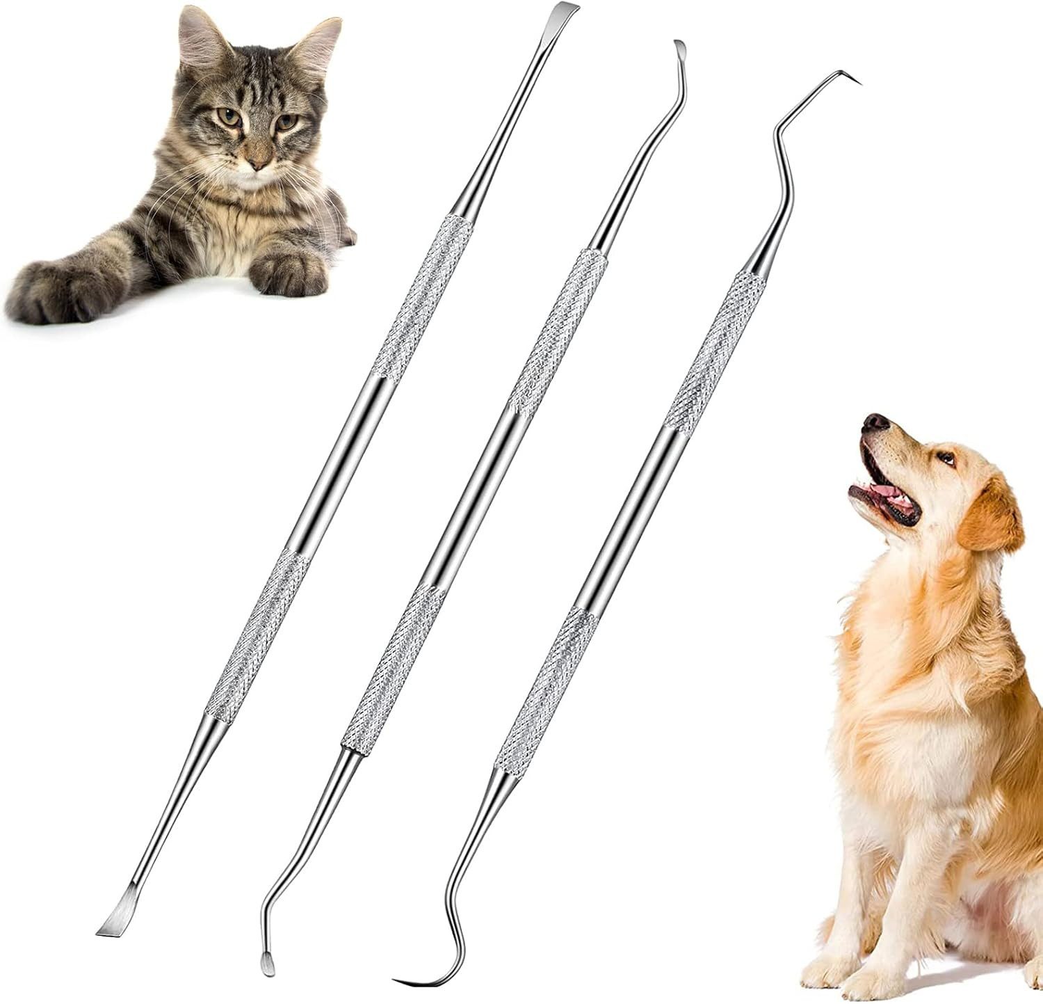 FELIXLEO Zahnbürste Zahnstein Entferner Hunde Katzen 6PCS Zahnreinigung Set Edelstahl