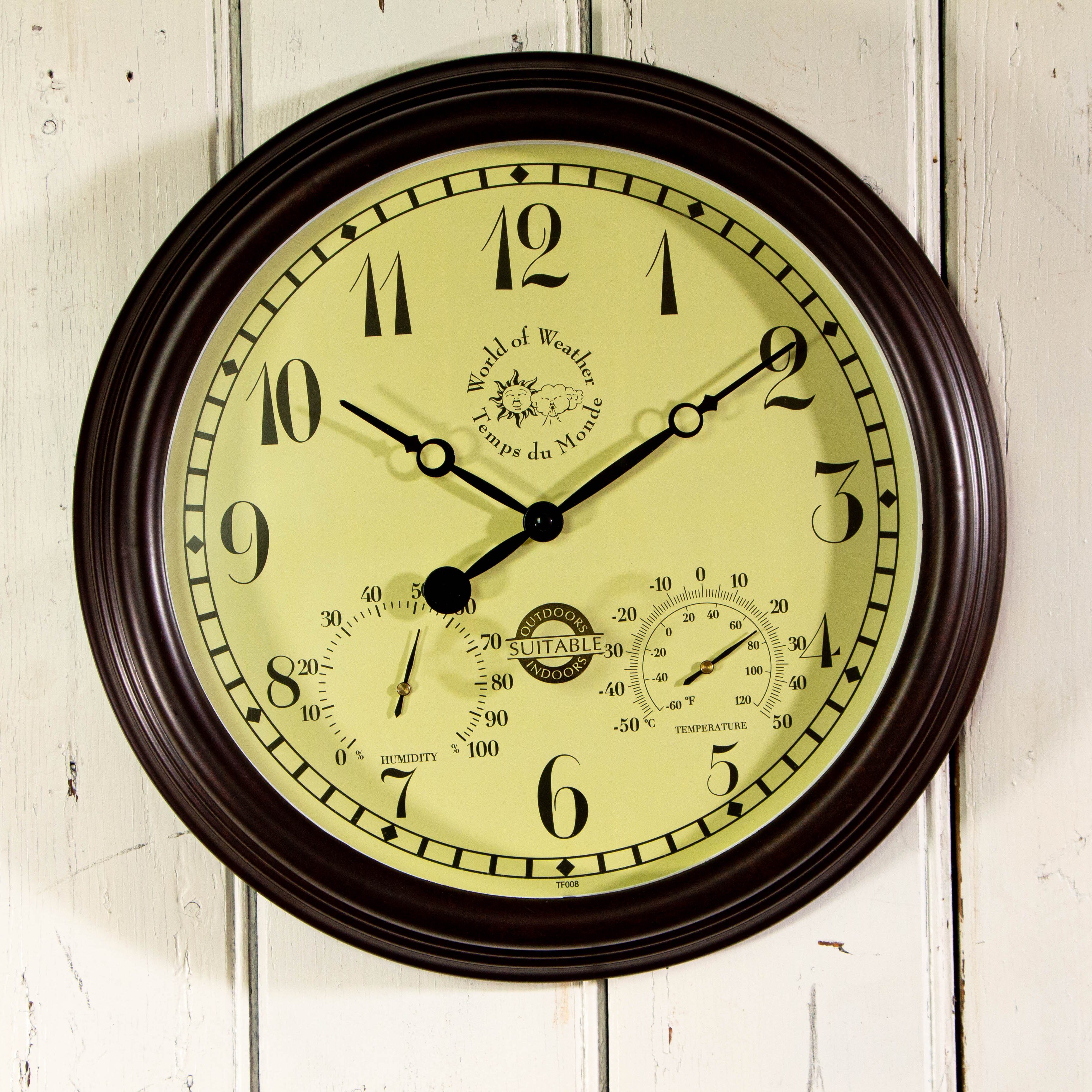 Antikas Wanddekoobjekt Gartenuhr, Vintage-Look, Gross, Antikbraun, batteriebetrieben